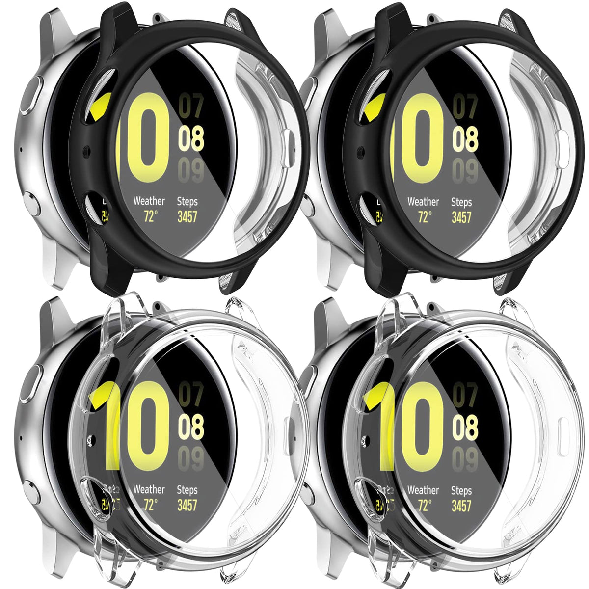 Amzpas [4 Pack] Compatible With Samsung Galaxy Watch Active 2 Screen Protector Case 40Mm, Soft Tpu Full Around Cover For Samsung