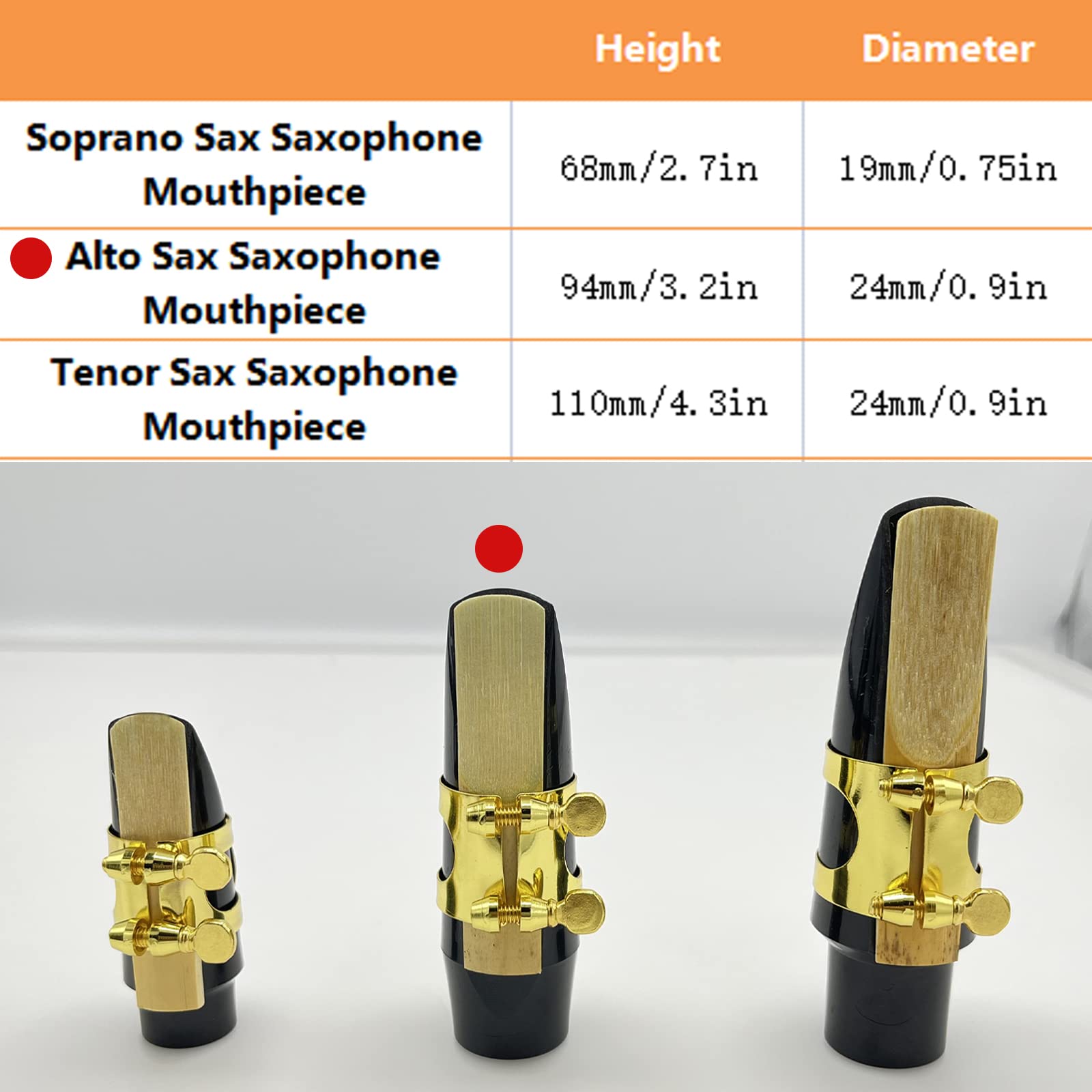 Cheerock Alto Saxophone Mouthpiece, Alto Sax Mouthpiece Set Including Gold Metal Saxophone Ligature & 2Pcs Mouthpiece Pads & One