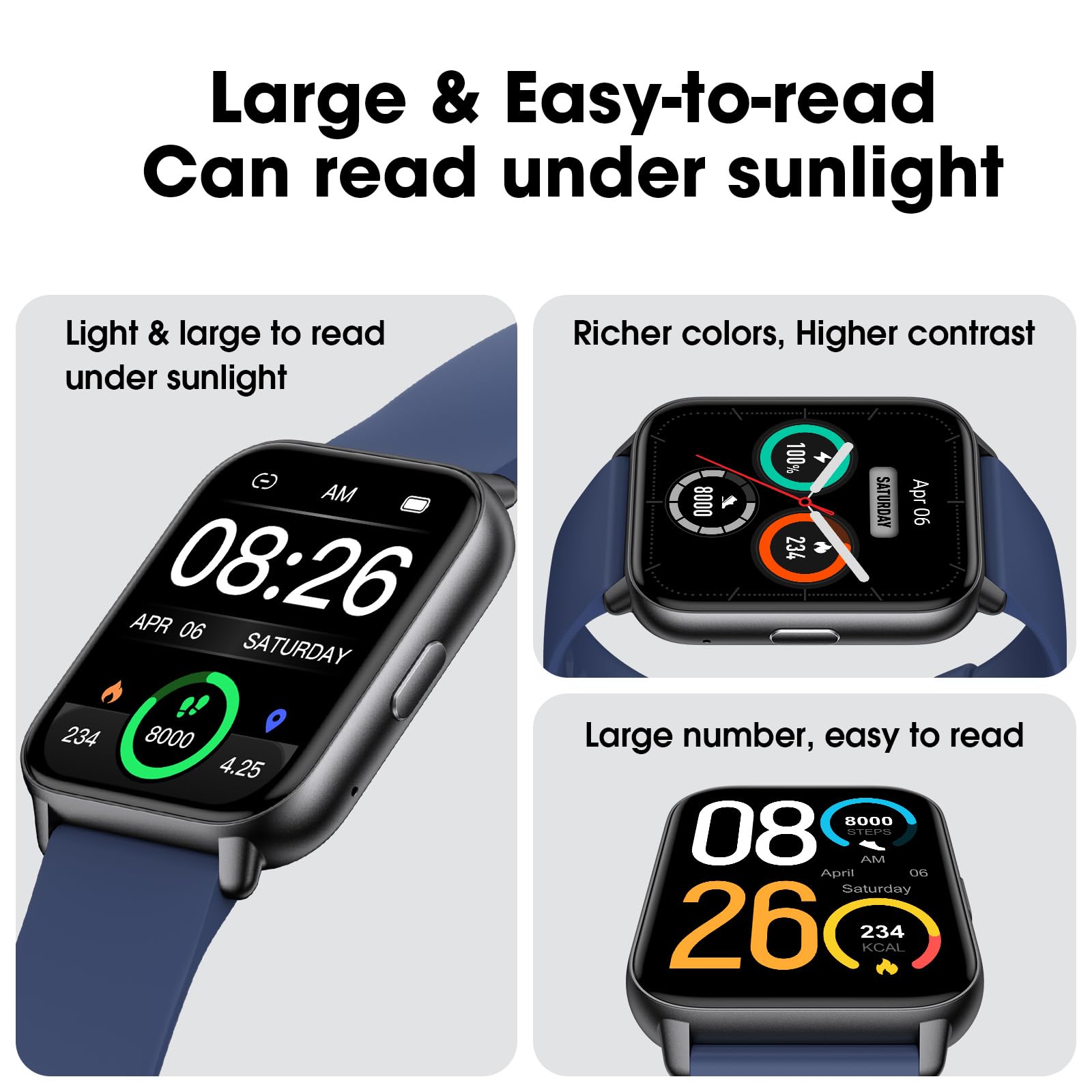 Eurans Smart Watch No App/Phone Required, Long Battery Life Fitness Tracker Watch,Hd Screen, Waterproof Activity Tracker With St