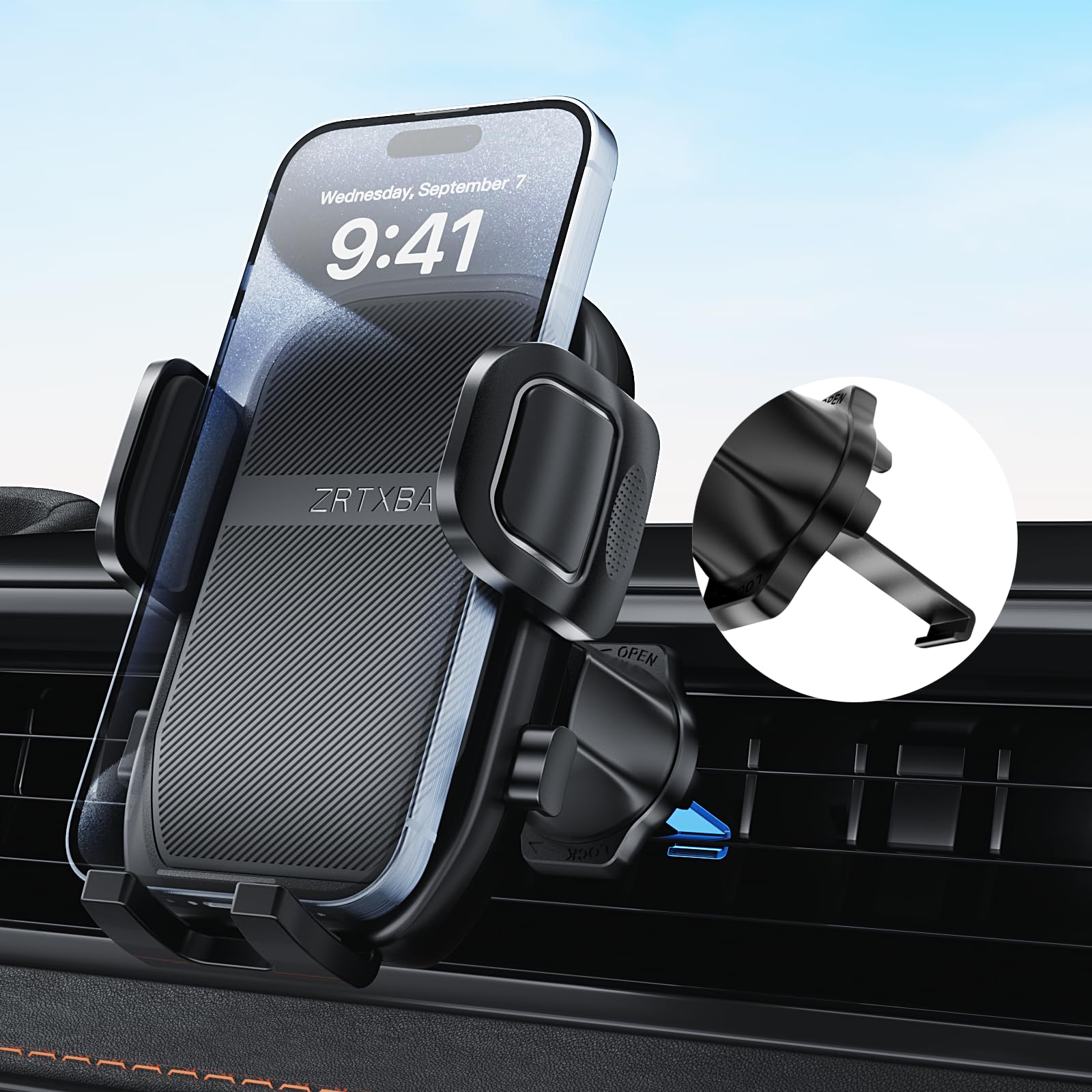 Phone Holders For Your Car With Newest Metal Hook Clip, Air Vent Cell Phone Car Mount 360 Rotation Car Phone Holder Universal Au