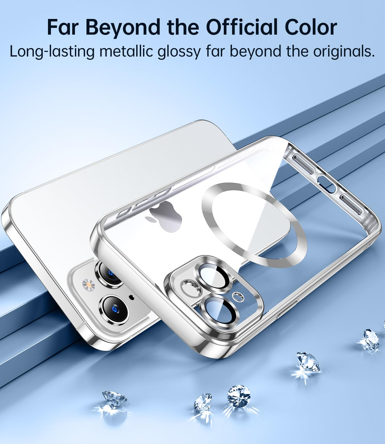 Jueshituo Magnetic Titanium Glossy For Iphone 15 Plus Case With Full Camera Protection [No.1 Strong N56 Magnets] [Military Grade