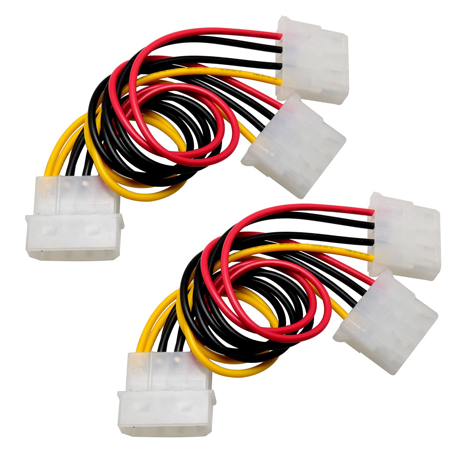 Sjzbin 4 Pin Y Splitter Ide Extension Adapter 2Pcs 20Cm/7.9Inch 4 Pin Molex Male To Dual Female D Type Power Cables For Computer