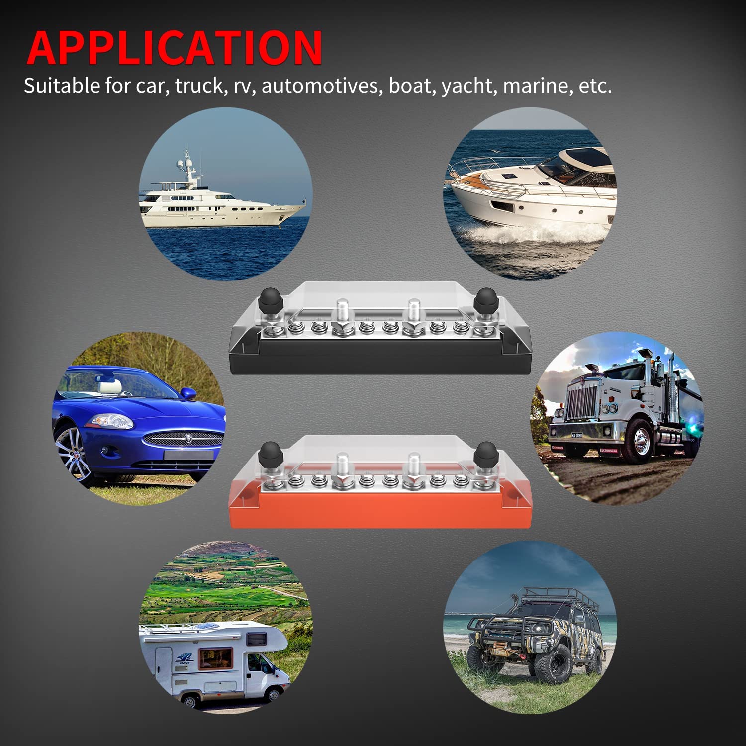 Daiertek Power Distribution Block 4 X M6 Terminal Studs, 6 X M4 Terminal Screws Battery Bus Bar For Car Marine Boat (Pair   Posi