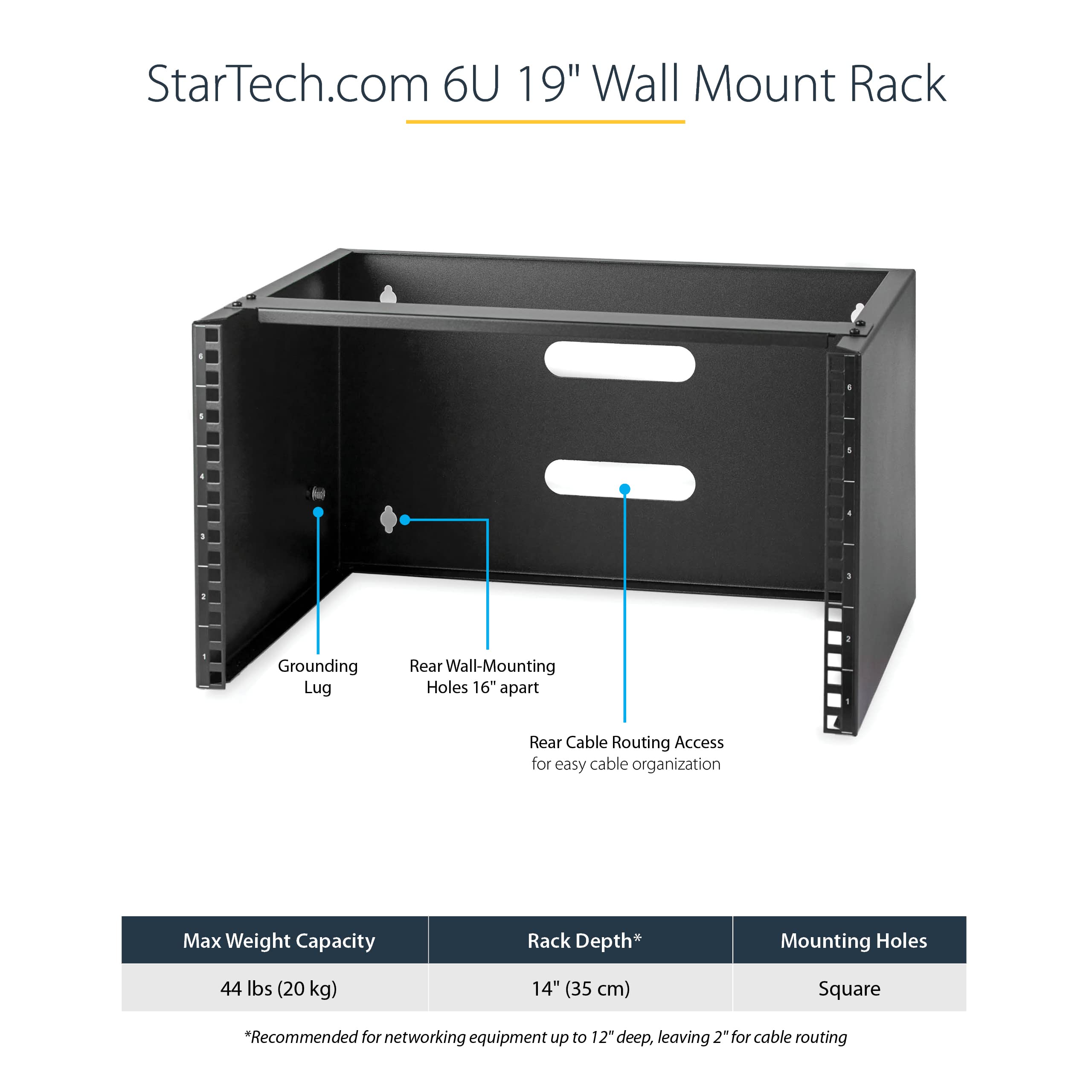 Startech.Com 6U Wall Mount Network Rack   14 Inch Deep (Low Profile)   19'' Patch Panel Bracket For Shallow Server And It Equipm