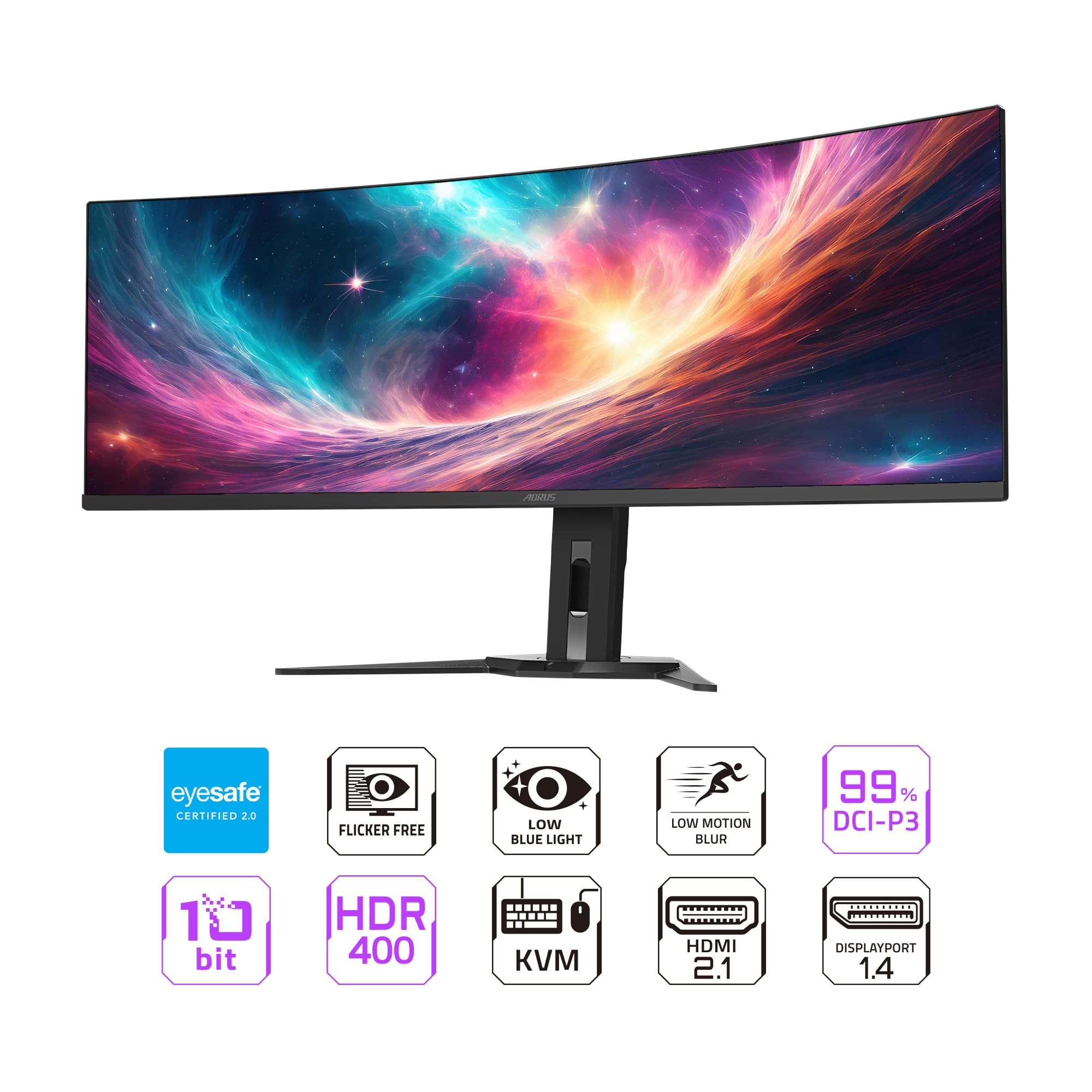 Gigabyte - Aorus Co49Dq - 49 Qd Oled - 5120X1440 Dqhd 32:9-1800R - 144Hz - 0.03Ms Gtg - Amd Freesync Premium Pro - Super Ultrawi