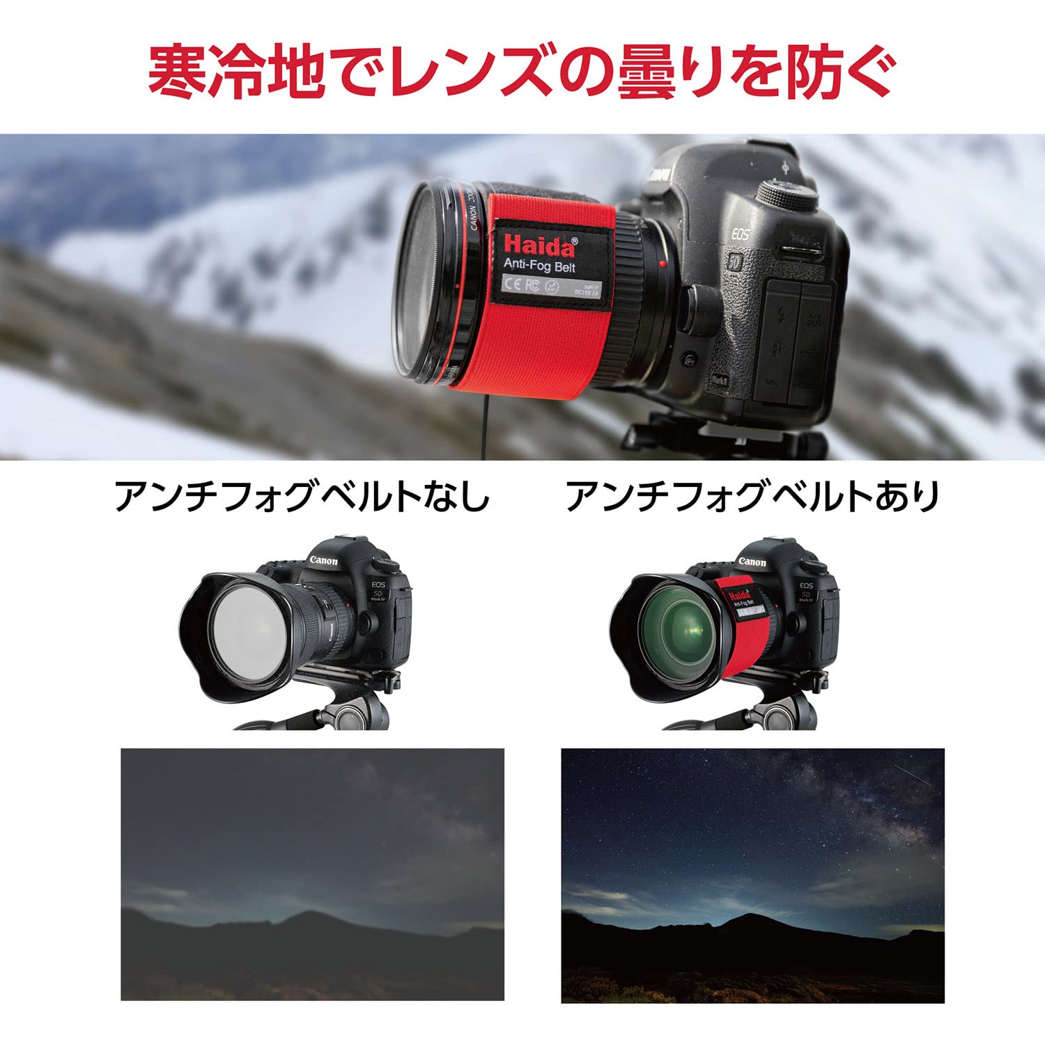 Haida Hd4635 Lens Heater/Warmer/Anti Fog Belt Usb W 3 Heat Settings