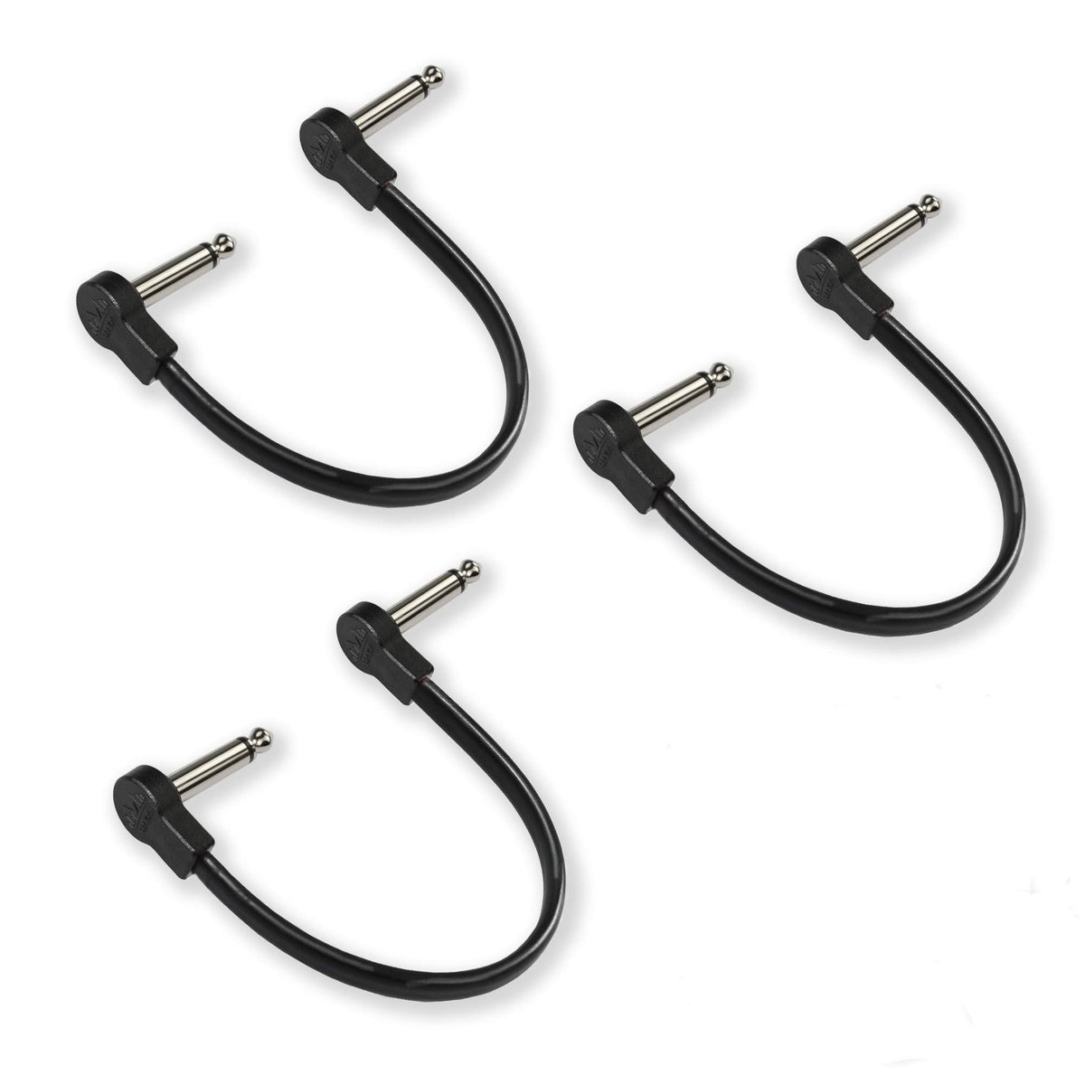M Maka Flat Low Profile Guitar Patch Cable 8 Inch For Effects Pedals, S Shape, 1/4 Inch Right Angle, Black, 3 Pack New Version