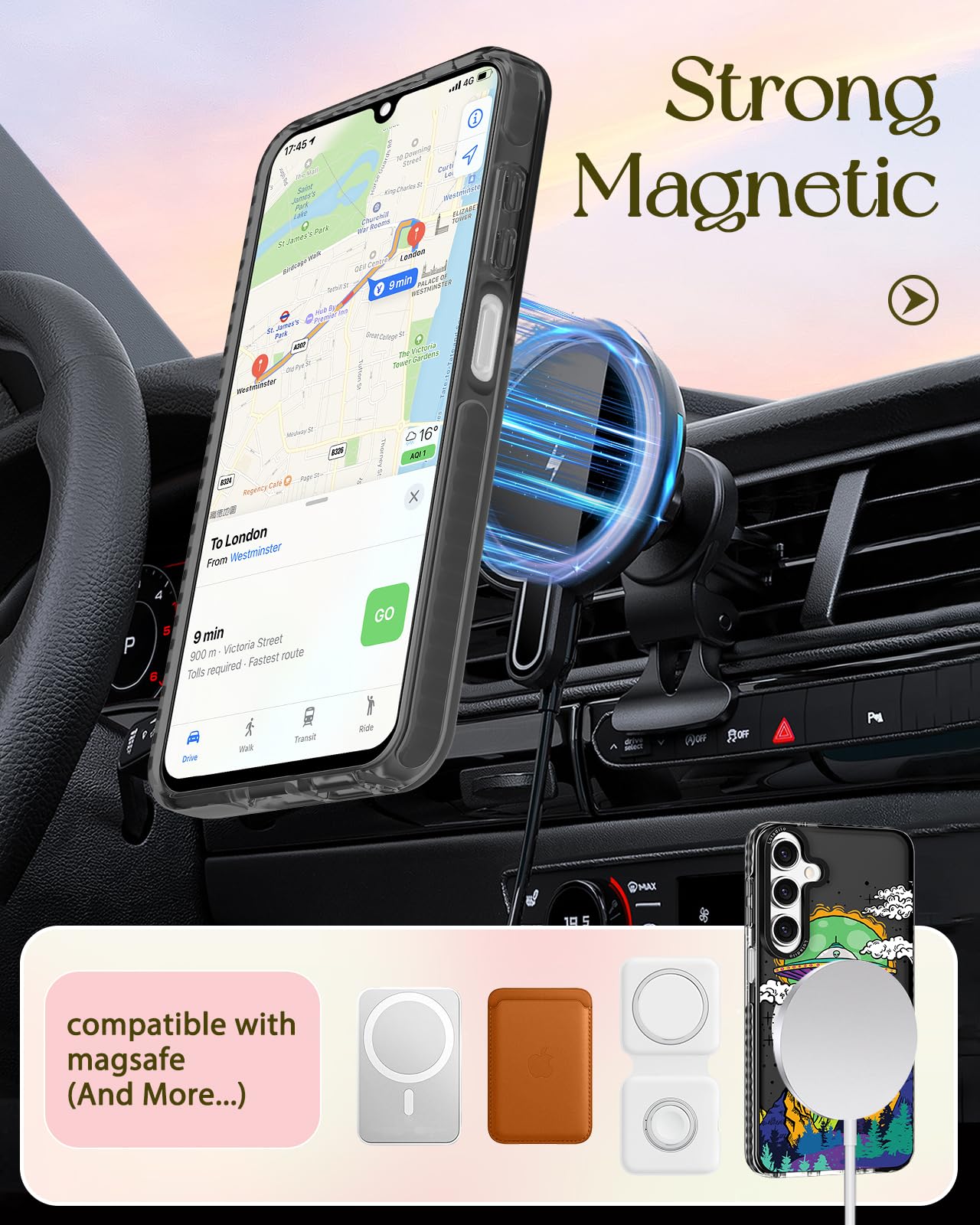 Lotadilo For Samsung Galaxy A15 5G Case For Women - Girls Cute Design Compatible With Magsafe Magnetic Ring Holder Stand Ufo Ali