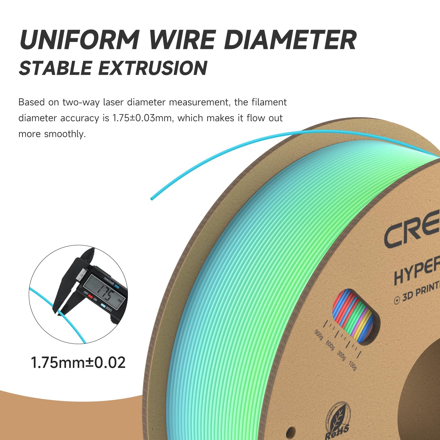 Official Creality Hyper Pla Filament Rainbow 1.75Mm, High Speed Pla 30 600Mm/S 3D Printer Filament Pla, Dimensional Accuracy +/