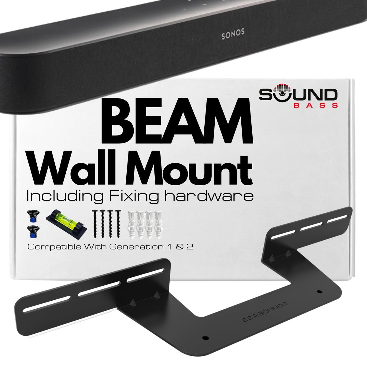Soundbar Mount For Sonos Beam Compatible With Generation 1 & 2 Sonos Beam Sound Bar Includes All Necessary Mounting Hardware, Mo