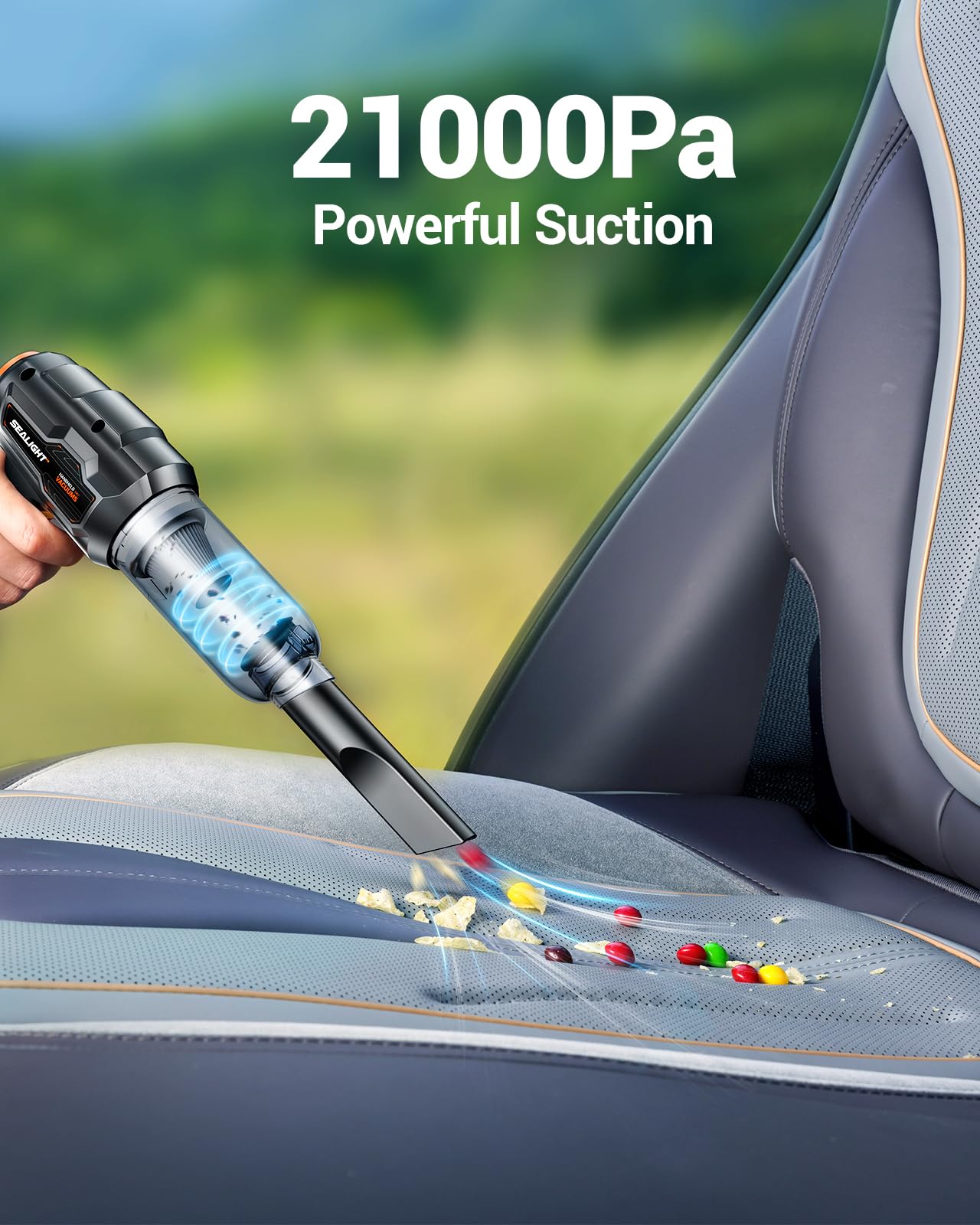 Sealight Car Vacuum Portable Cordless, High Power Suction And Air Duster, 7 In 1 Handhle Vacuum Cleaner For Car, Office, Pet