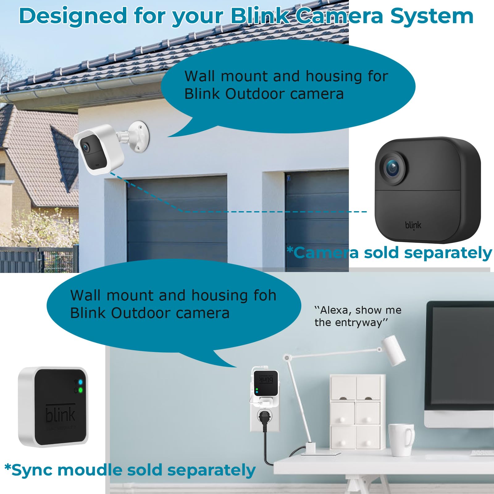 Blink Outdoor Camera Wall Mount Compatible With 3Rd & 4Th Gen,5 Pack Weatherproof Protective Housing,360 Degree Adjustable Mount