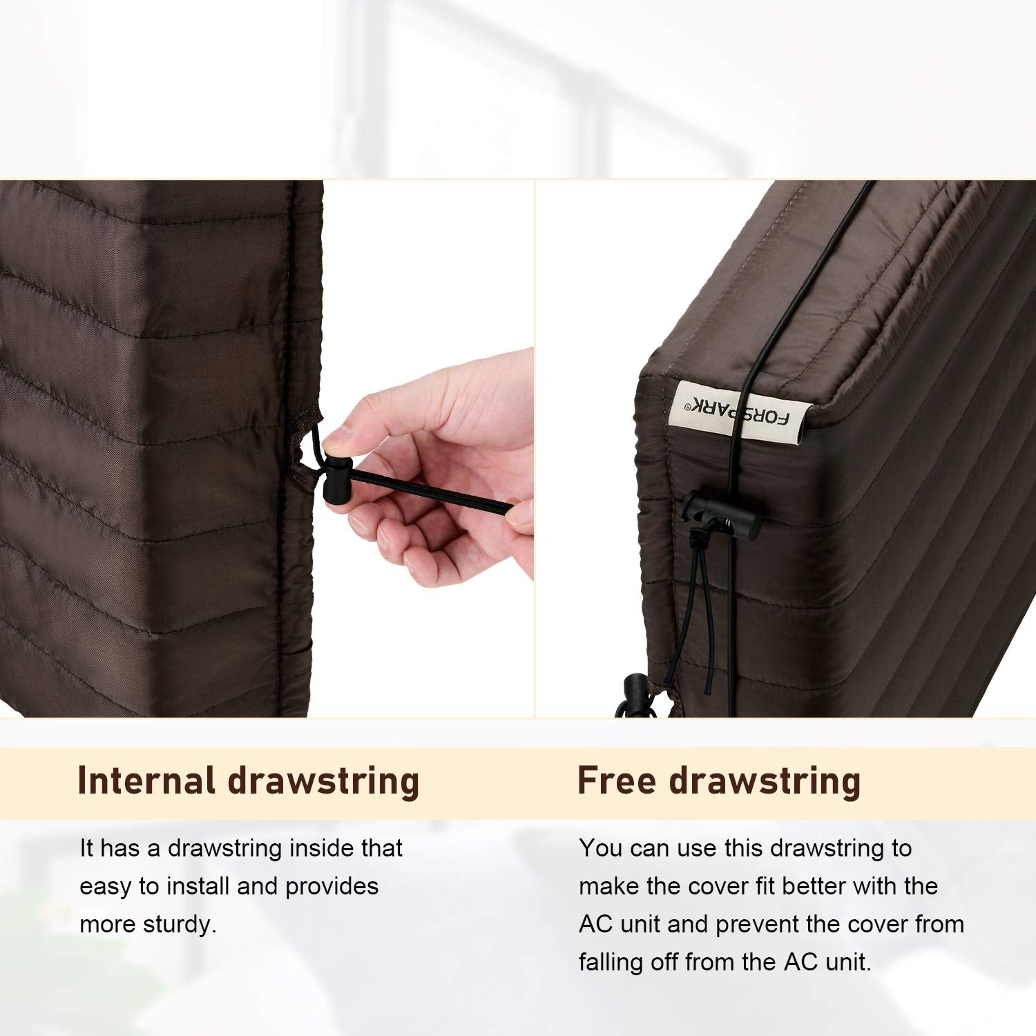 Forspark Indoor Air Conditioner Cover, Ac Covers For Inside With Free Drawstring, 21 X 15 X 3.5 Inches (L X H X D)  Brown