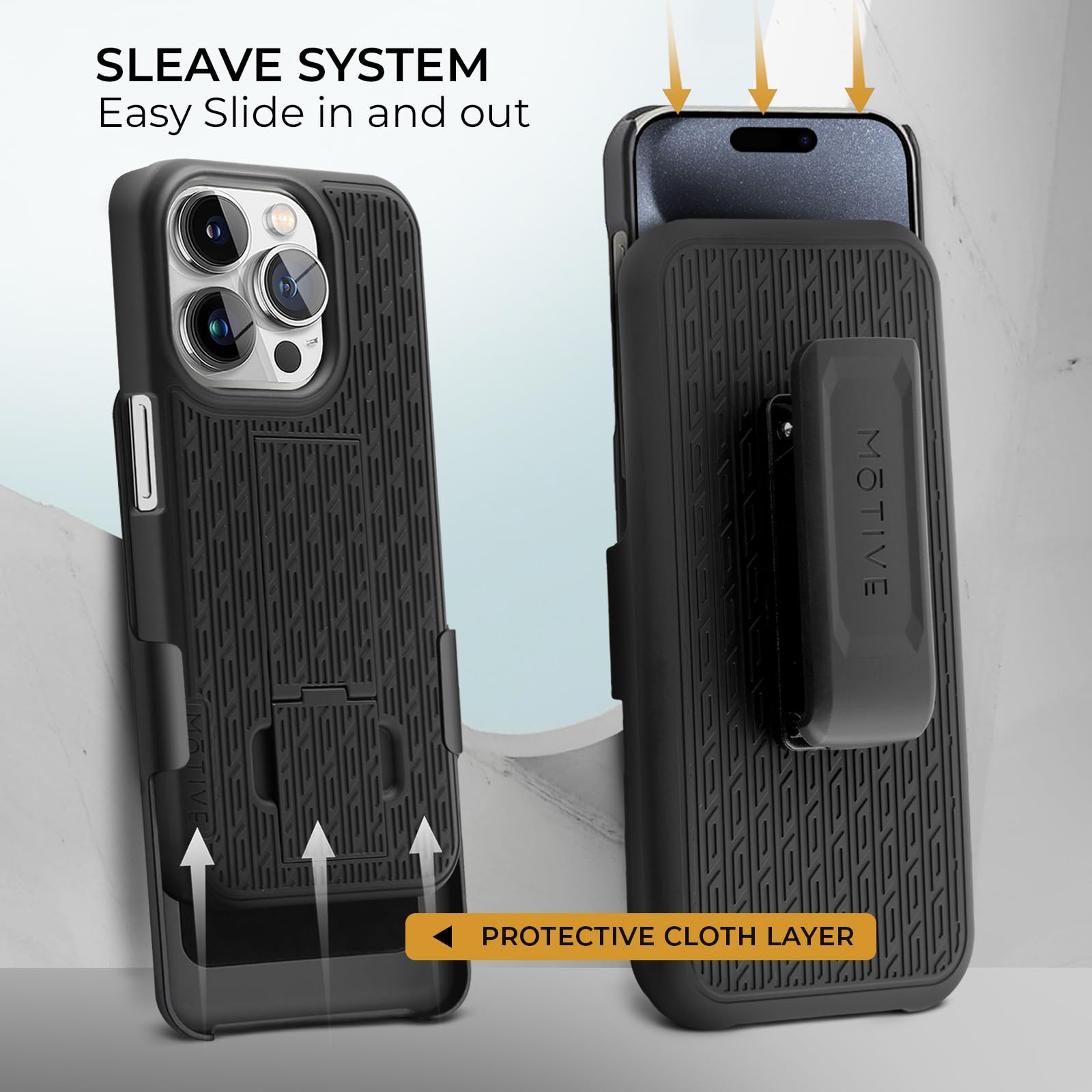 Motive For Iphone 15 Pro Case With Belt Clip, Shell Holster Combo For Apple Iphone 15 Pro Holster, Slim Rugged Case, Drop Shockp