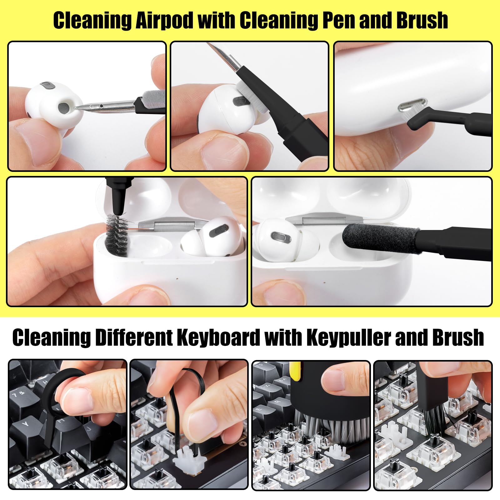 Computer Keyboard Cleaner Kit, Laptop Screen Cleaning Spray For Iphone Airpods Cell Phone Macbook Ipad Pro, 20 In 1 Electronic C