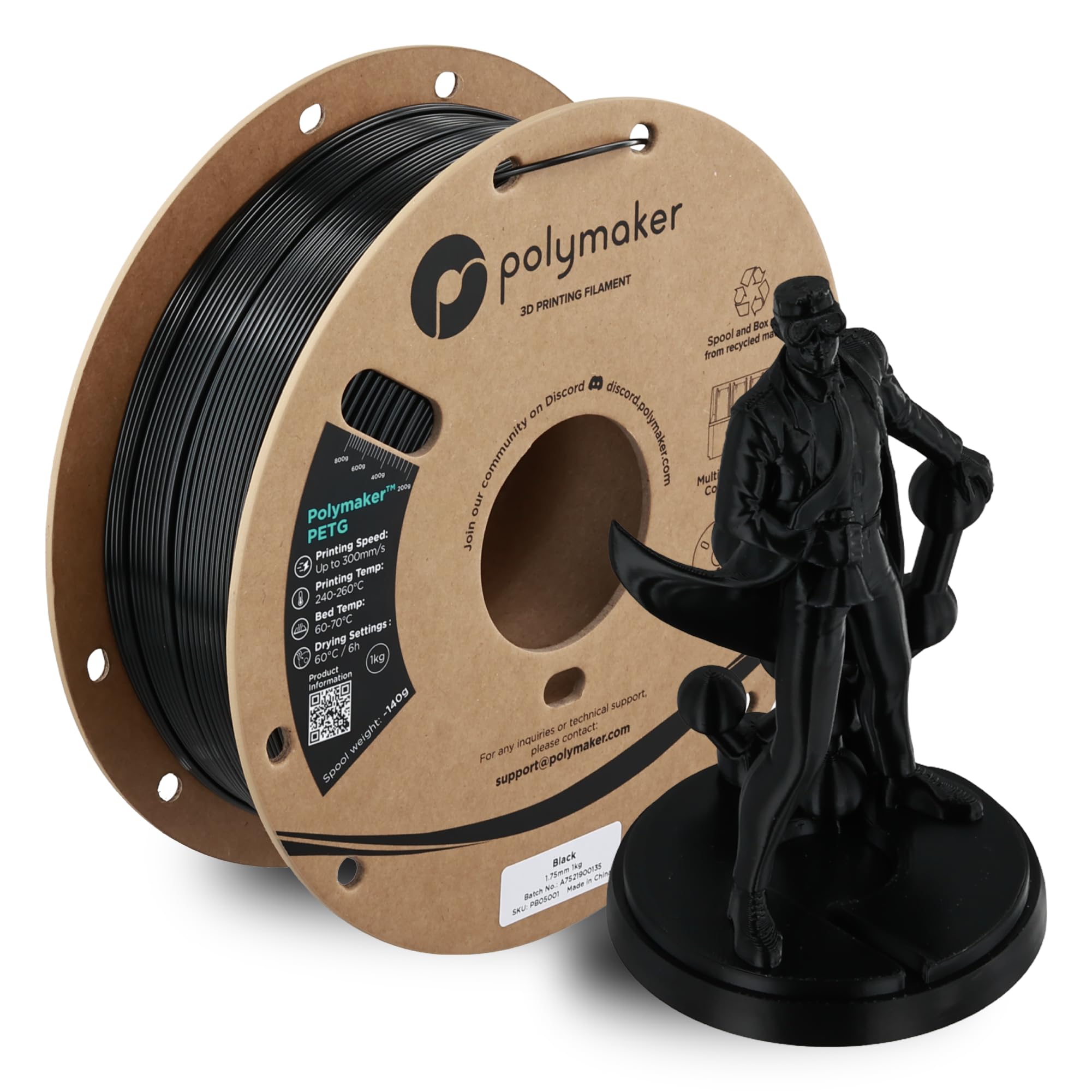 Polymaker PolyLite Dark Green 3D Printer PETG Filament 1.75mm 1kg, Legacy PETG Formula, Reliable Everyday Filament, Strong Layer