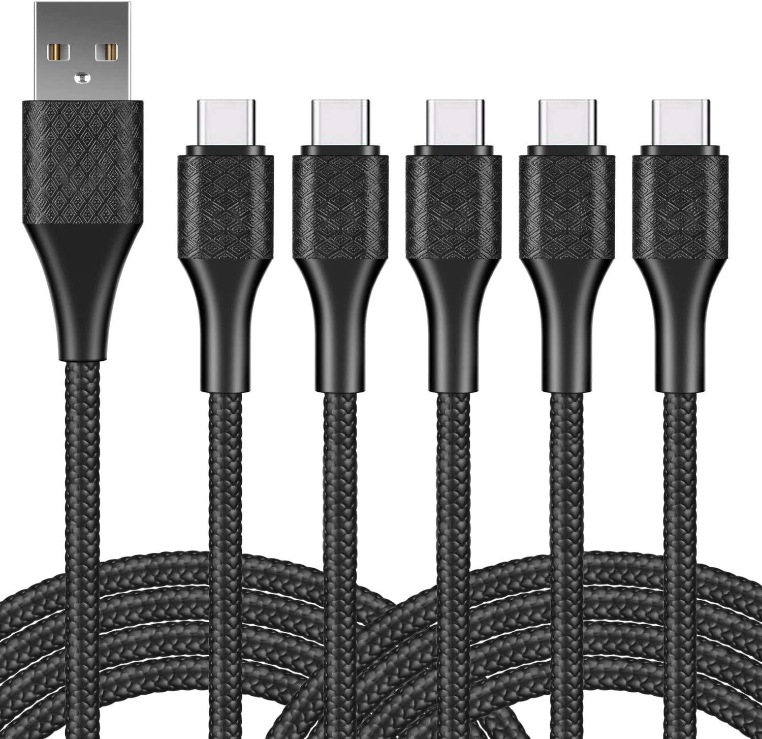Long Usb Type C Charger Cable Fast Charging 6Ft, 5Pack Android Usb A To Usb C Fast Phone Charging Cord For Samsung Galaxy S20 S10 S10E S9 S8 Plus Note 10 9 8,Z Flip,Lg V50 V40 V30 V20