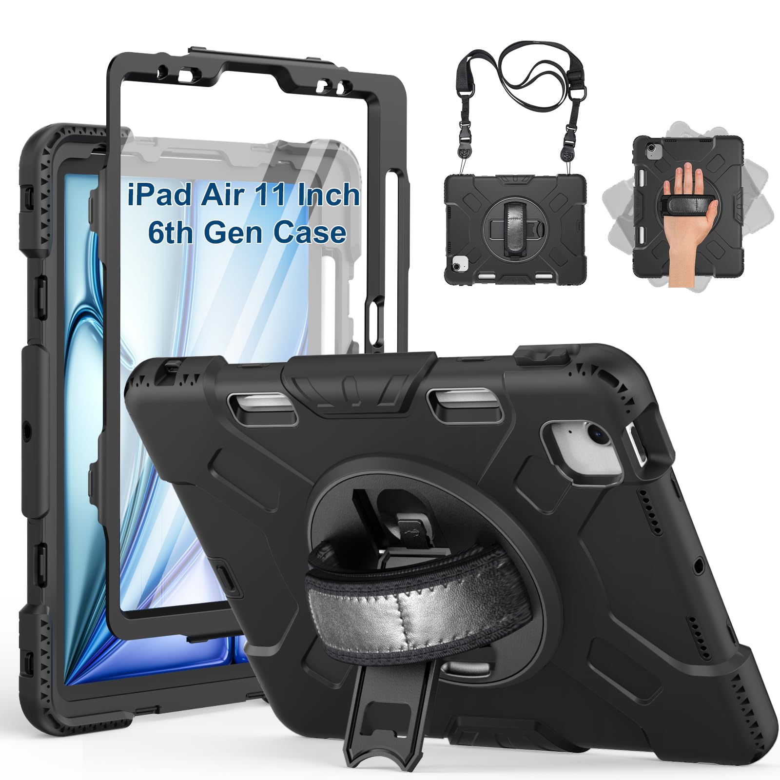 SUPFIVES Case for iPad Air 11 Inch 2025/2024 (7th Gen),iPad Pro 11 2022/2020,iPad Air 10.9 with Screen Protector/Pencil Holder/R