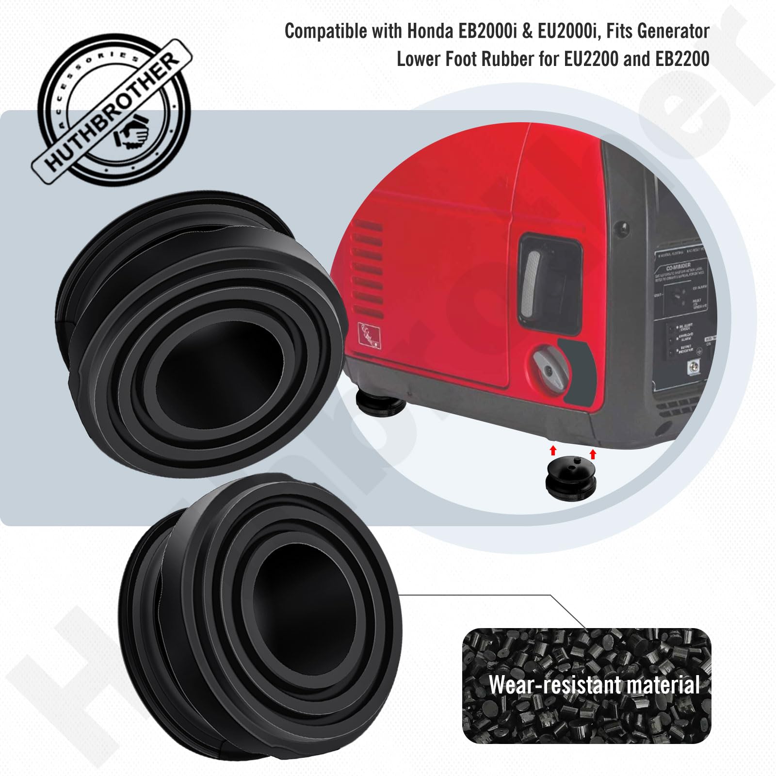 68325 Z07 003 Lower Rubber Foot Pads   By Huthbrother, Compatible With Honda Eb2000I & Eu2000I, Fits Generator Lower Foot Rubber