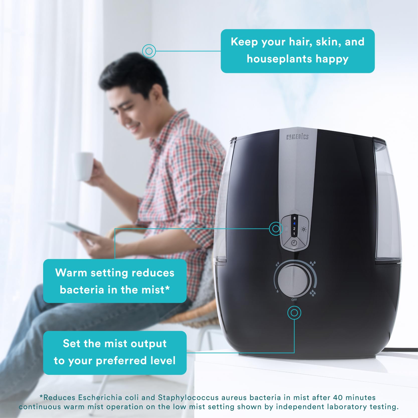 Homedics Totalcomfort Plus Humidifier   Large Air Humidifiers For Bedroom, Plants   Top Fill 5.3L Water Tank With Cool And Warm