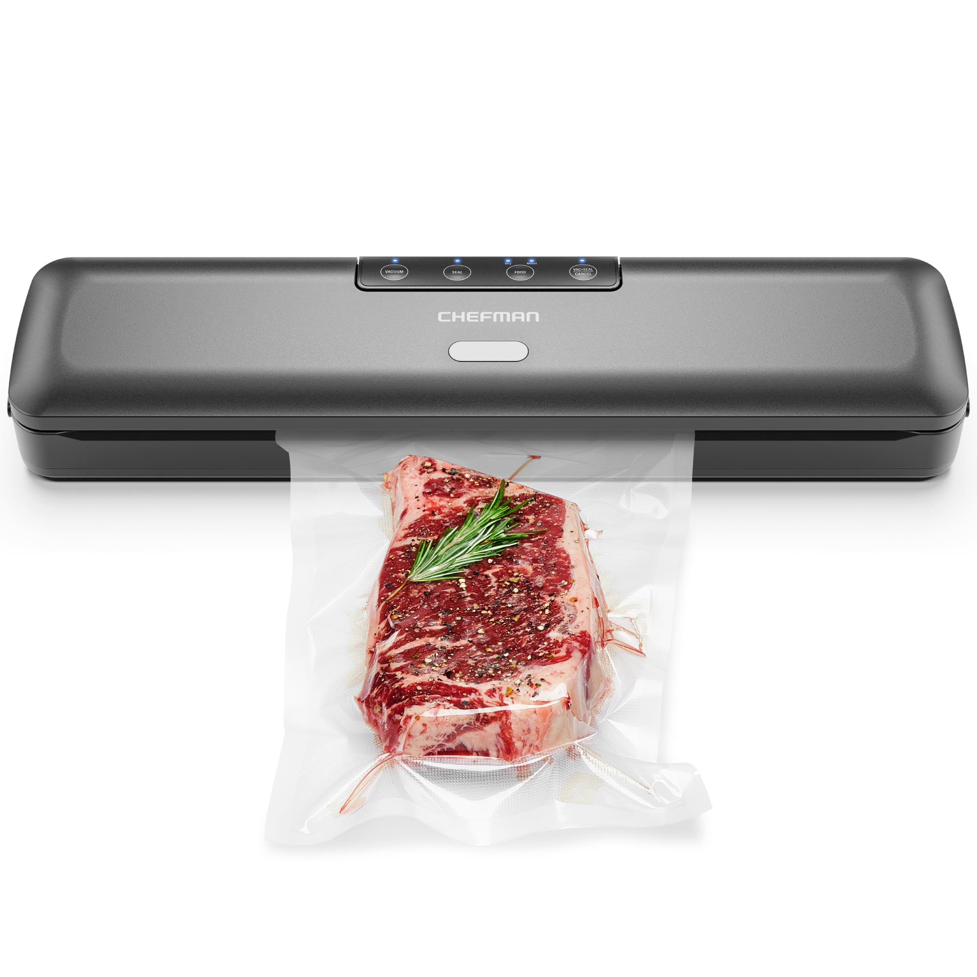 Chefman Food Vacuum Sealer Machine, Compact Vacuum Sealer with Moist & Dry Settings, Perfect for Sous Vide, Storage, and Freezer