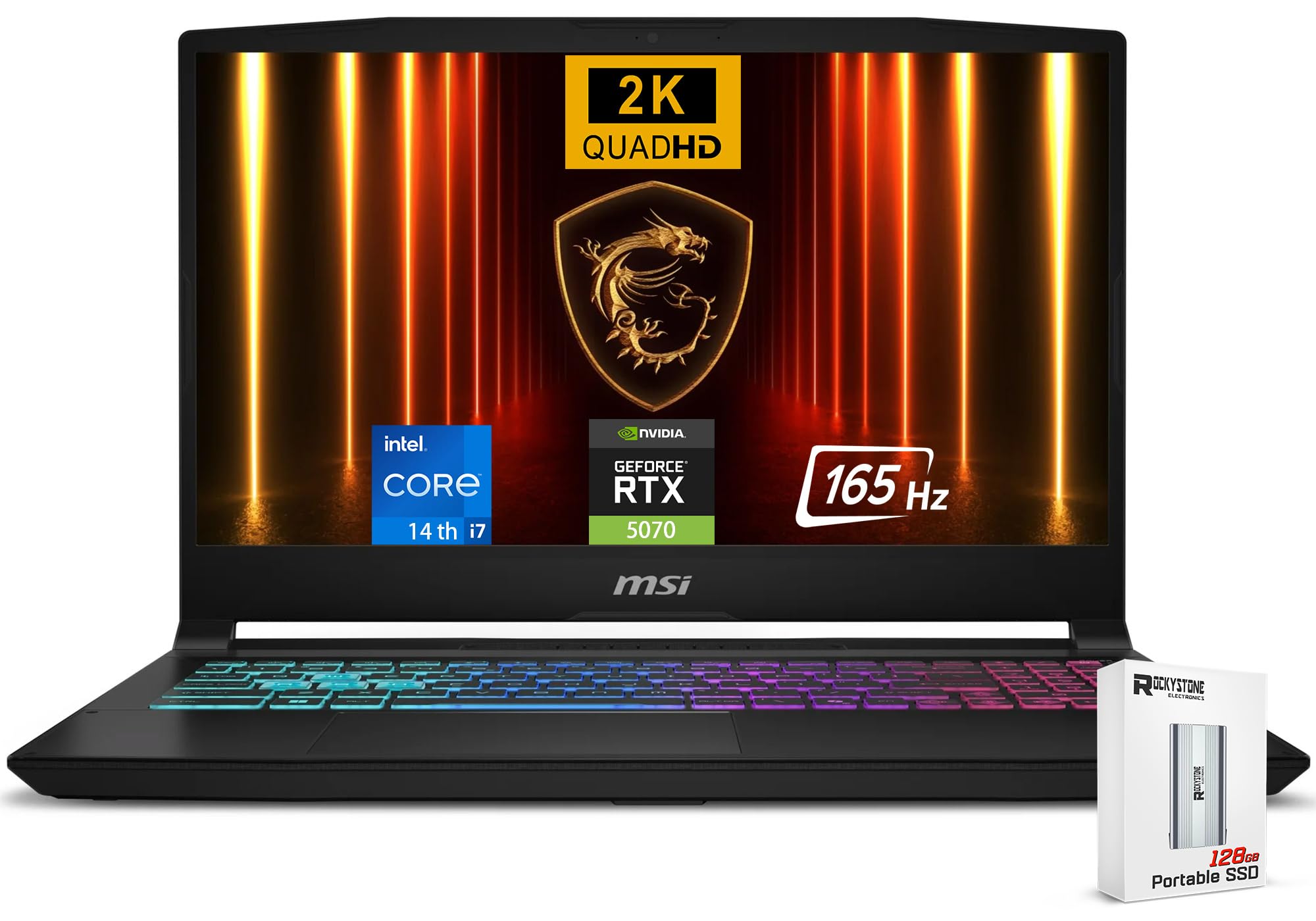 msi Katana 15 15.6 165Hz QHD Gaming Laptop: Intel Core i7-14650HX, NVIDIA Geforce RTX 5070, 16GB DDR5, 1TB NVMe SSD, Cooler Boos