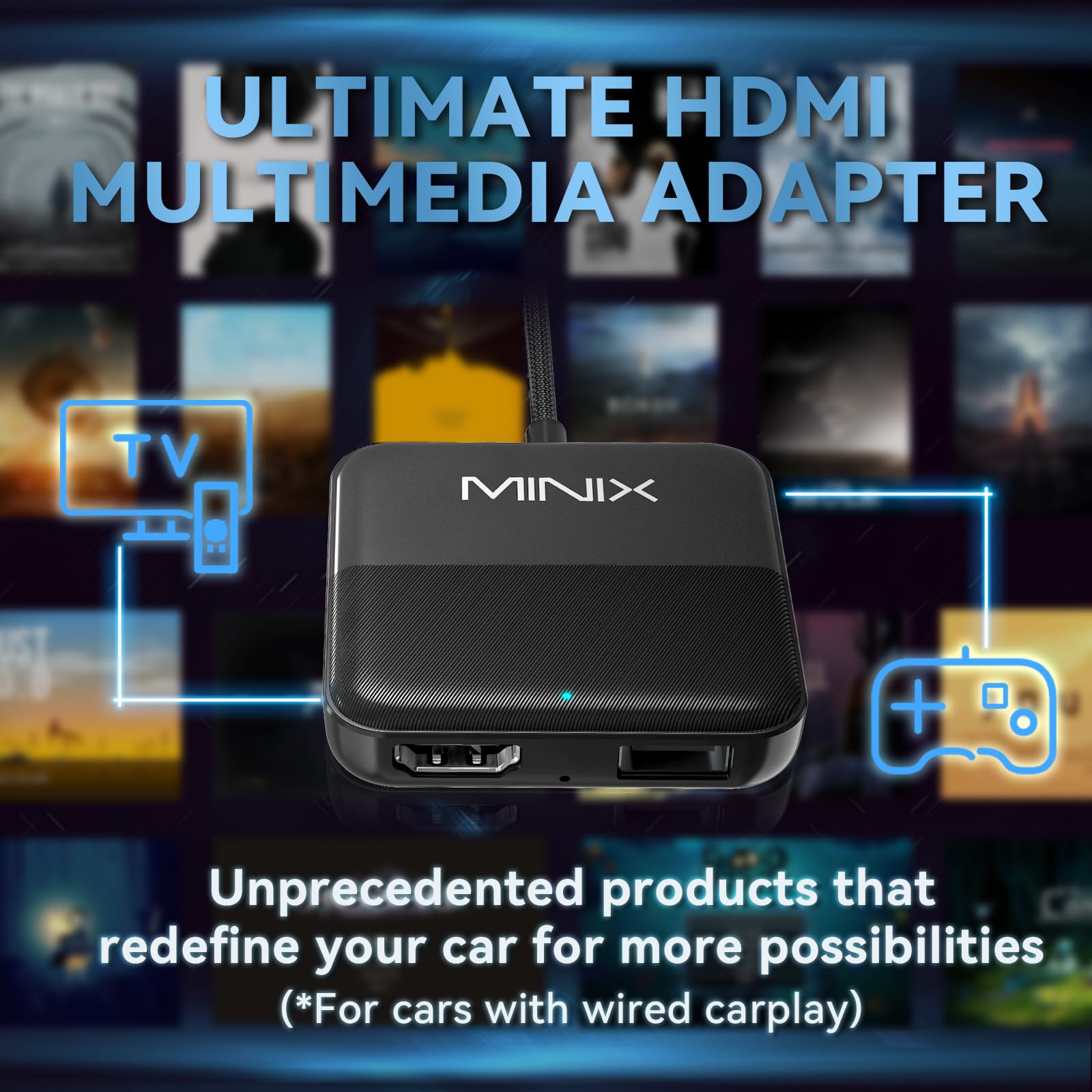 Minix Car Tv Mate Plug And Play Hdmi Converter Hdmi Multimedia Adapter For Cars With Factory Wired Carplay For Fire Tv Stick Gam
