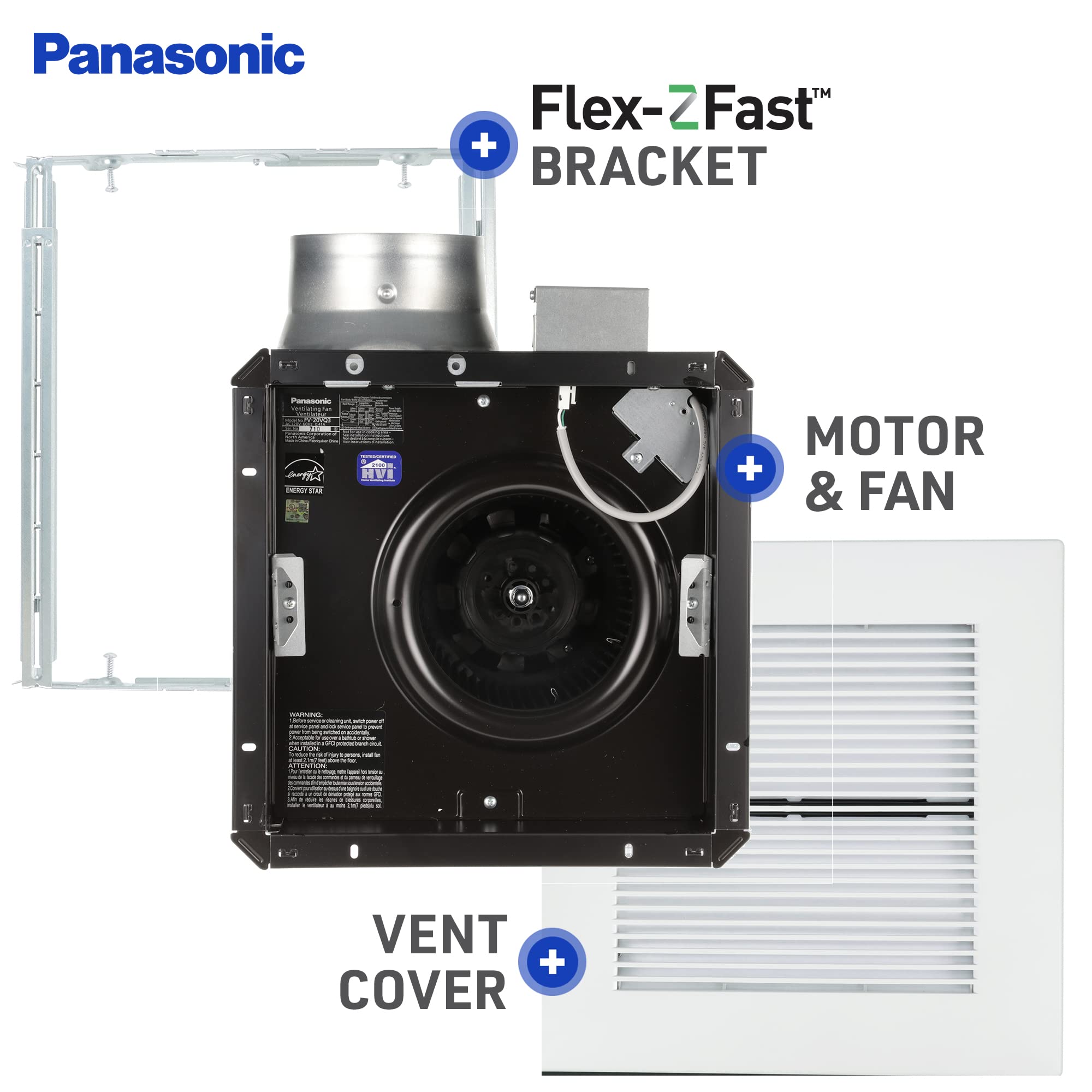 Panasonic Fv 20Vq3 Whisperceiling Spot Ventilation Fan   190 Cfm   Quiet Ceiling Mount Bathroom Fan