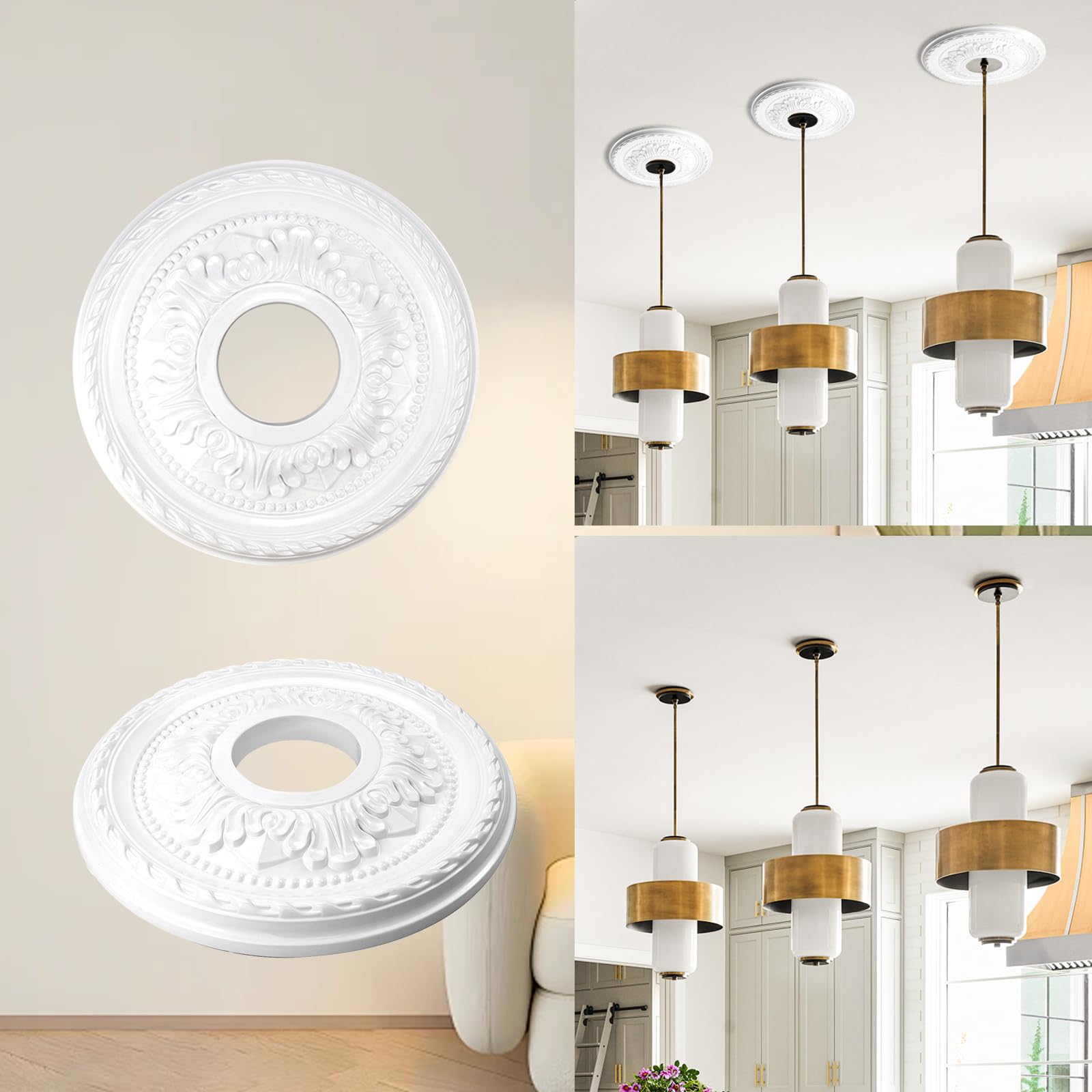 Crapyt Ceiling Medallions For Chandeliers Ceiling Fan Medallion For Living Room, Dining Room, Shopping Mall, Bedroom 12.2'' Ligh