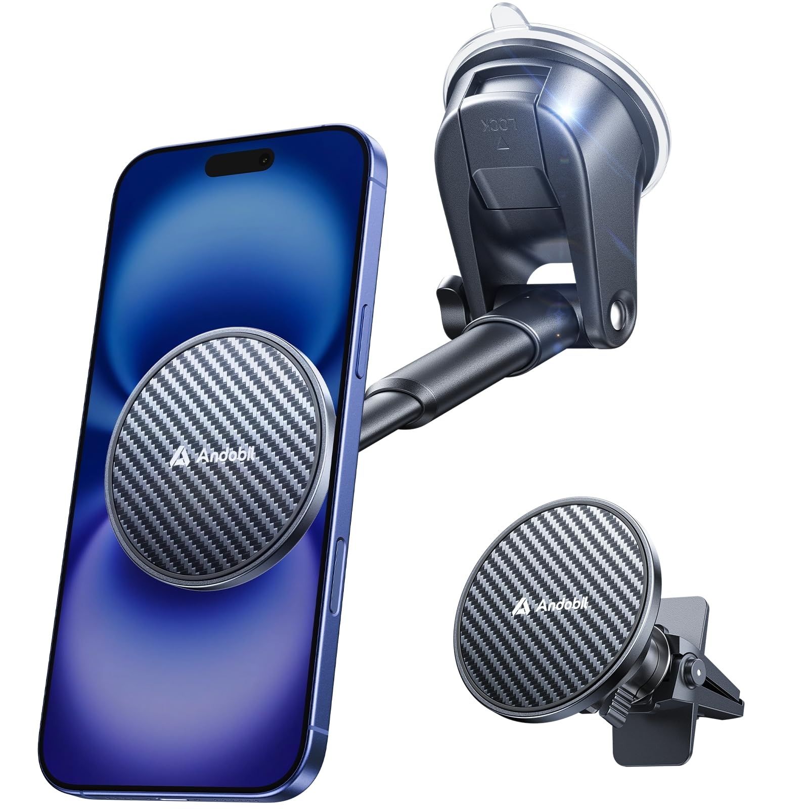Andobil [True Military-Grade For Magsafe Car Mount, 2025 Ultimate Magnetic Phone Holder For Car Dashboard Windshield Vent, Retra