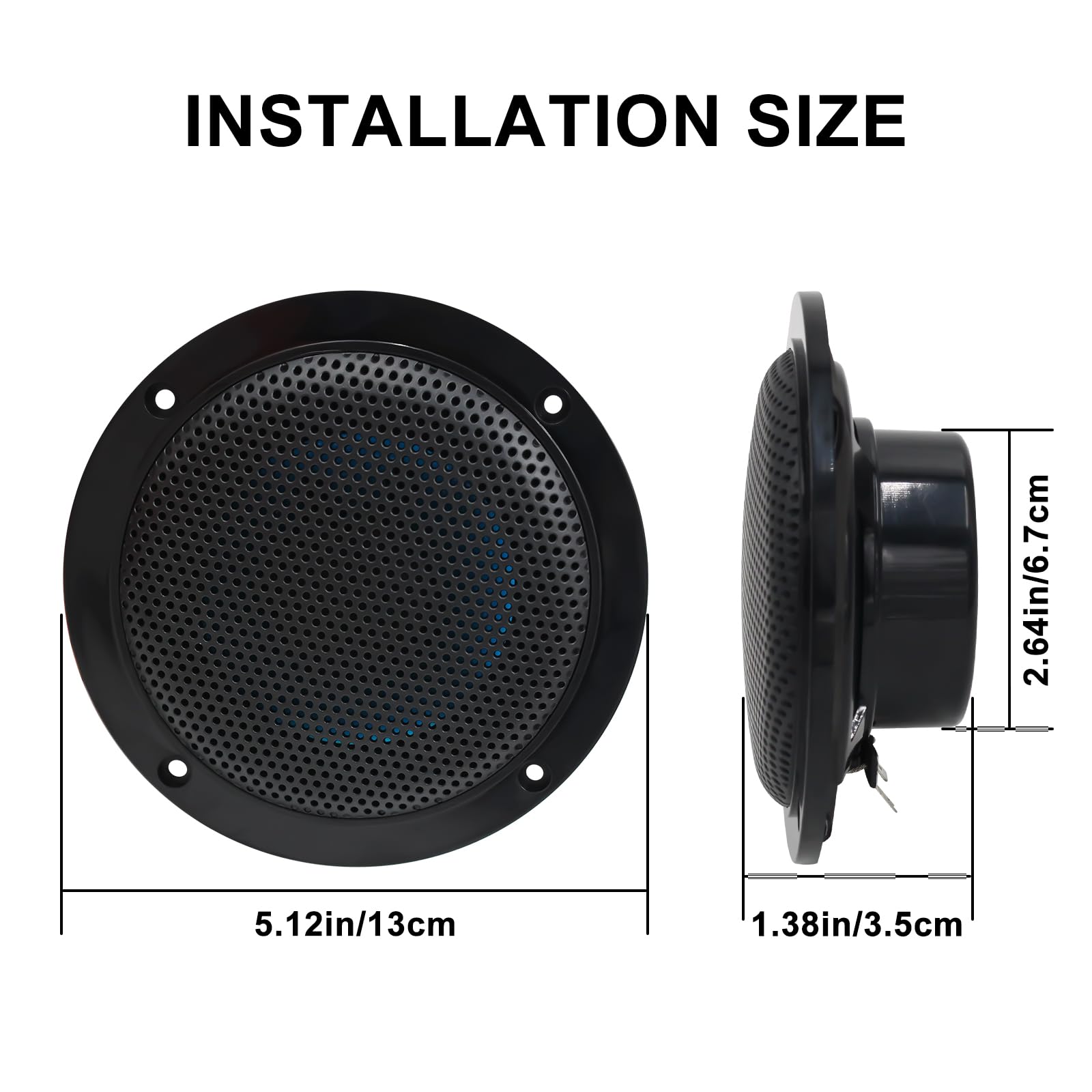 Herdio 4 Inches Waterproof Marine Ceiling Flush Wall Mount Speakers With 160 Watts Power, Handling For Kitchen Bathroom Boat Car
