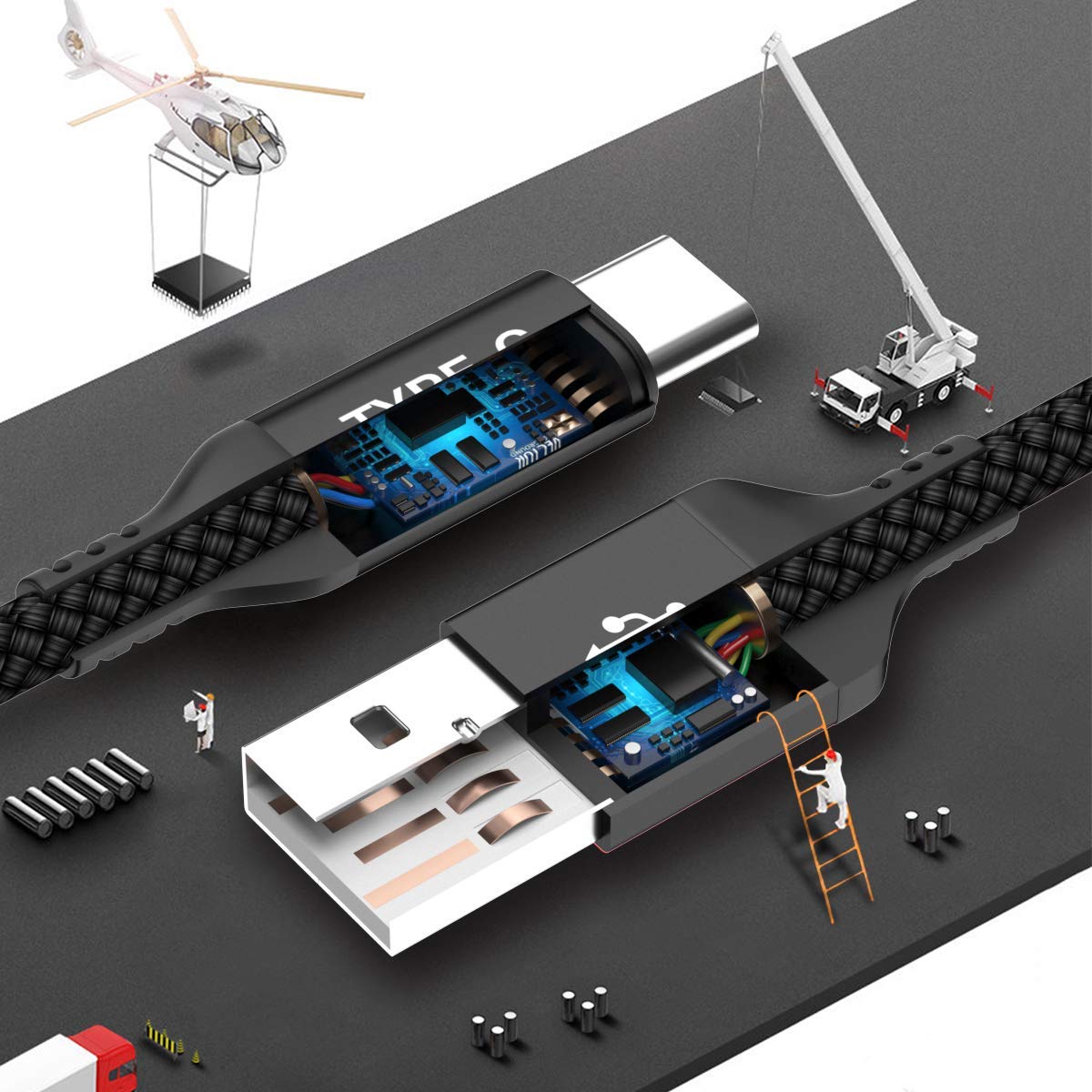 Akoada Usb To Usb C Cable, Usb C Cable 3 Pack (10Ft+10Ft+10Ft) Usb A To Usb C Nylon Braided Iphone 15 Charger Cord For Iphone 15 Samsung Galaxy S23 S22 S21 S20 S10 S9 S8 A20 A51 A71 Ps5 Lg Moto G7 G8