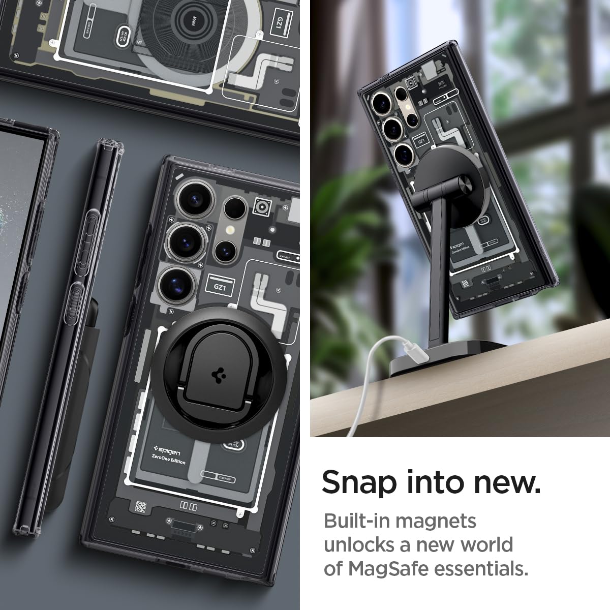 Spigen Ultra Hybrid Metal Ring Magfit Designed For Galaxy S24 Ultra Case (2024) [Military-Grade Protection] Compatible With Mags