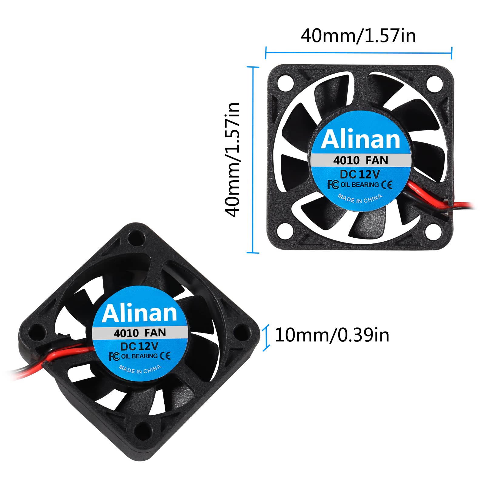 Alinan 6Pcs 4010 12V Sleeve Bearing Brushless Cooling Fan 40 * 40 * 10Mm With 2Pin Terninal 3D Printer Cooling Fan Computer Fan