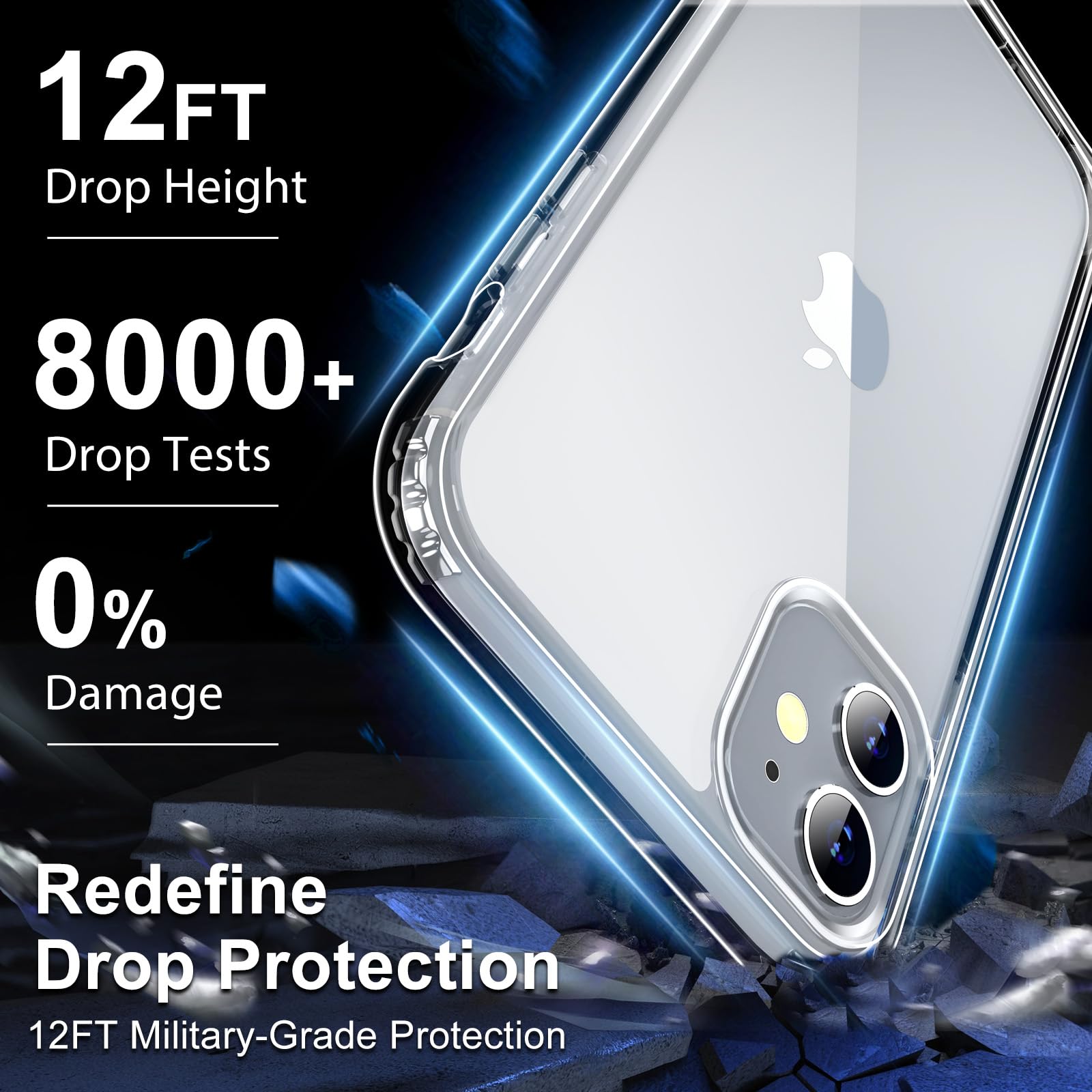 Jaroco For Iphone 11 Phone Case 6.1 Inch, Anti Yellowing Shockproof Phone Bumper Cover, Anti Scratch Clear