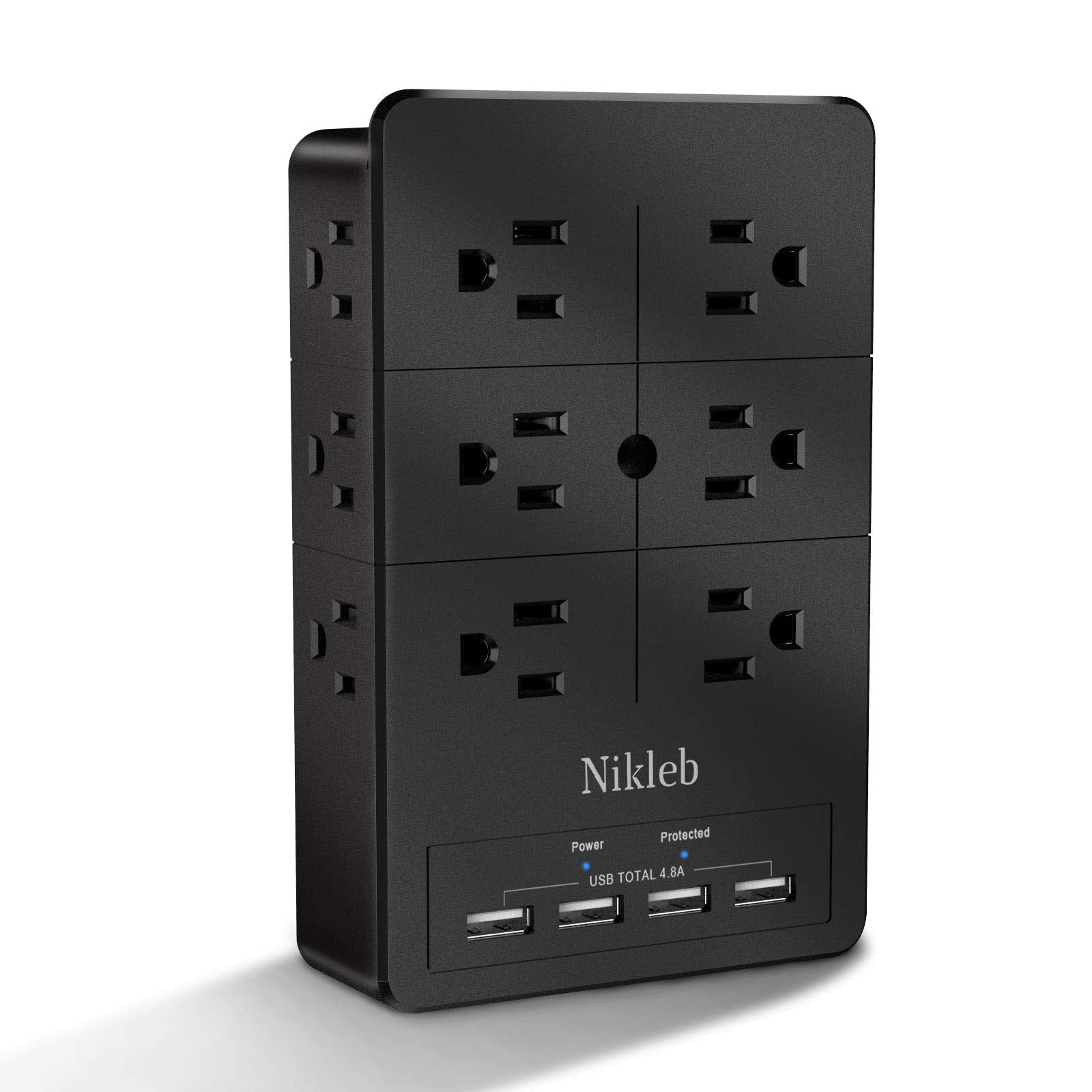 Multiple Plug Outlet Extender Nikleb, Surge Protector 12 Outlets, Plug Extender With 4 Usb Ports Shared 48A, Wall Outlet Covers