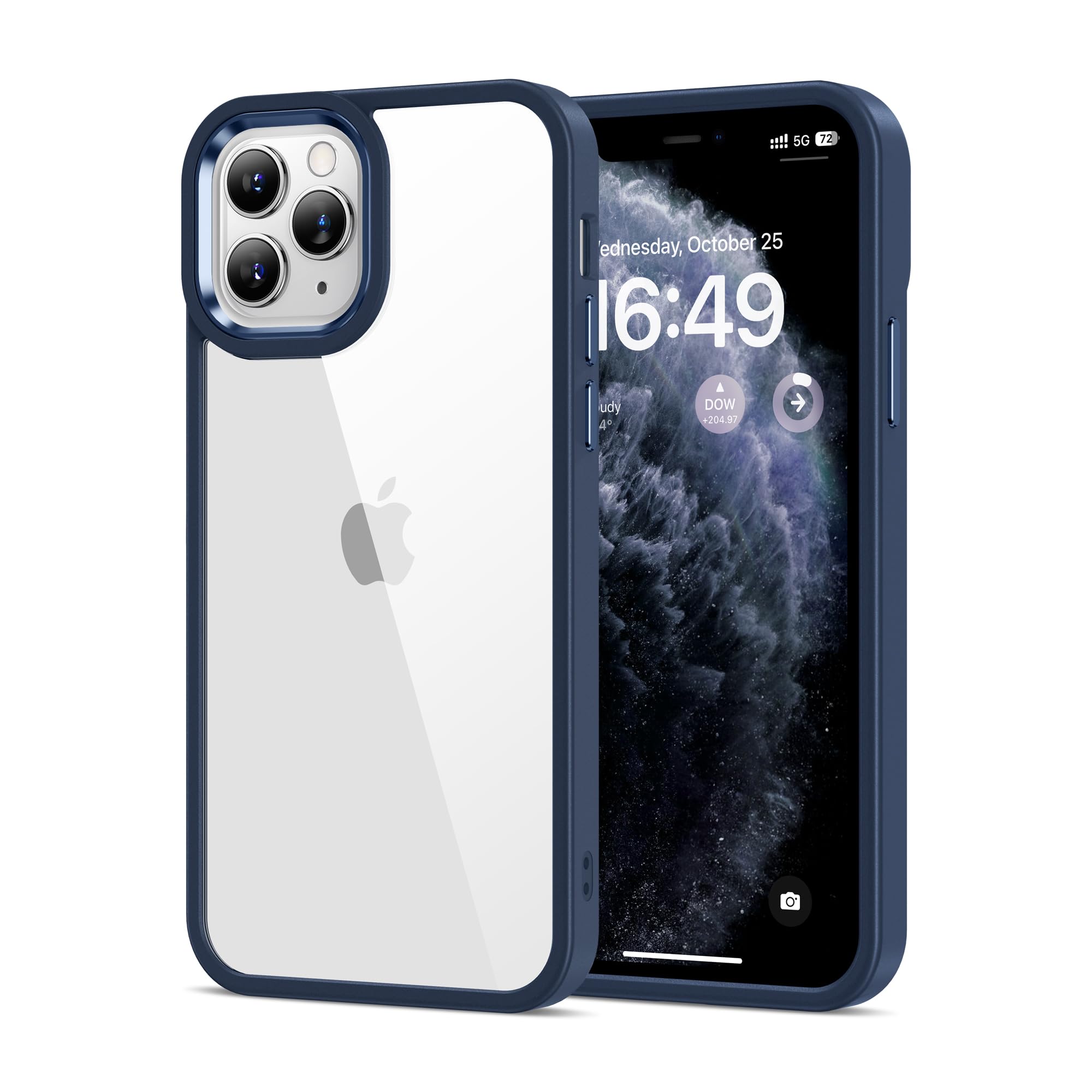 HOOMIL Case for iPhone 11 Pro Max 6.5-Inch, Non-Yellowing, Drop Protection, Anti-Scratch Transparent Hard Back Phone Cover - Blu