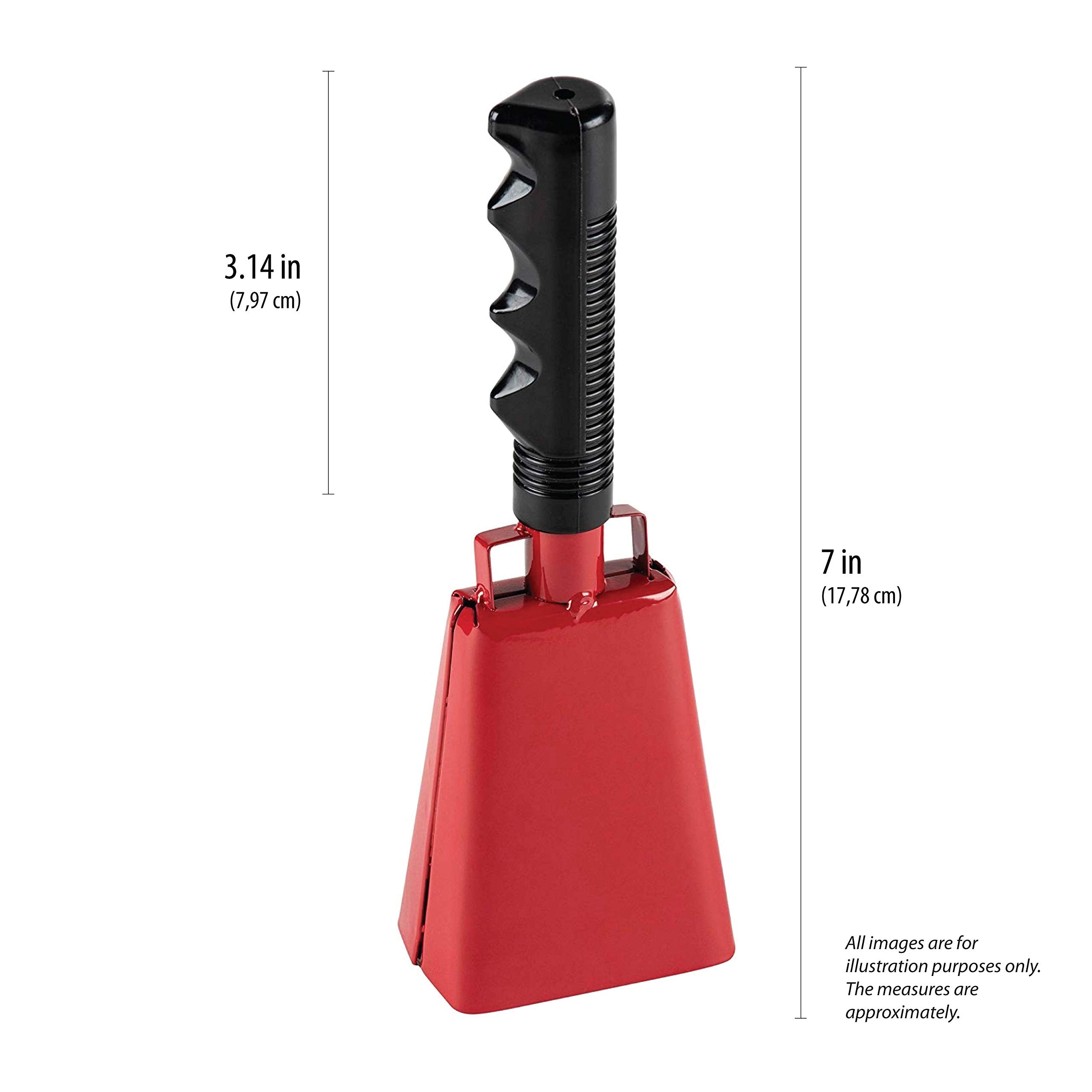 2 Pack 7 In. Steel Cowbell/Noise Makers With Handles. Cheering Bell Sporting, Football Games, Events. Large Solid School Hand Be