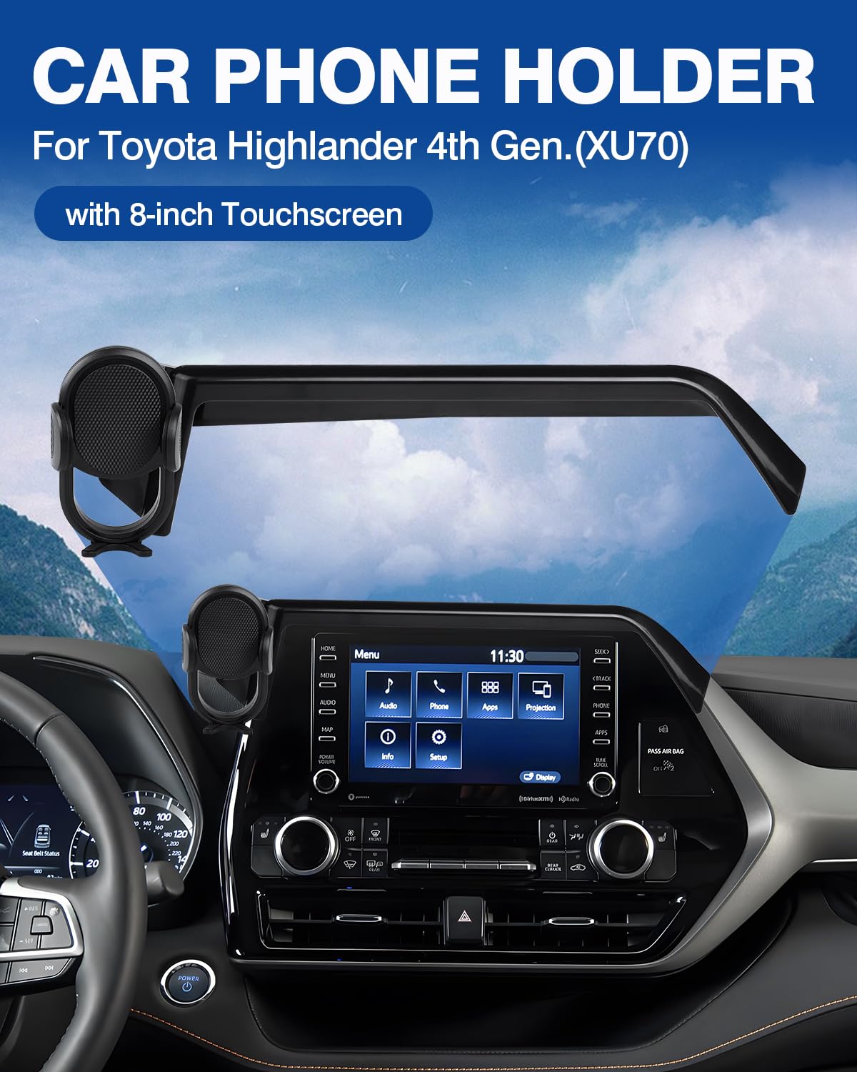 Autorder Custom Fit For Car Phone Holder 2020-2025 Toyota Highlander Accessories Phone Mount 8'' Screen Cell Phone Automobile Cr