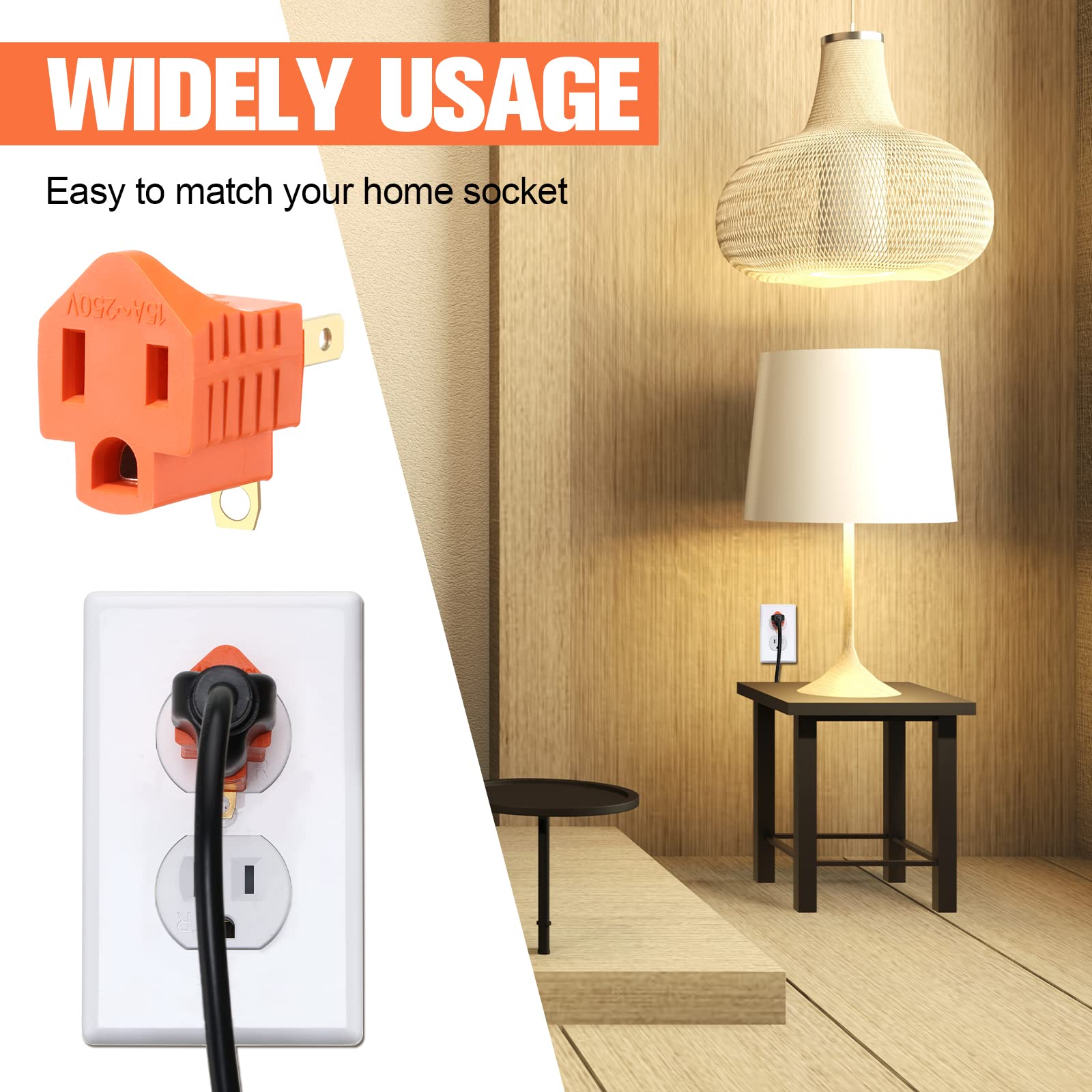 20 Pieces 3 Prong To 2 Prong Adapter Polarized Grounding Converter Grounding Converter Outlet Adapter For Wall Outlets Plugs Hou