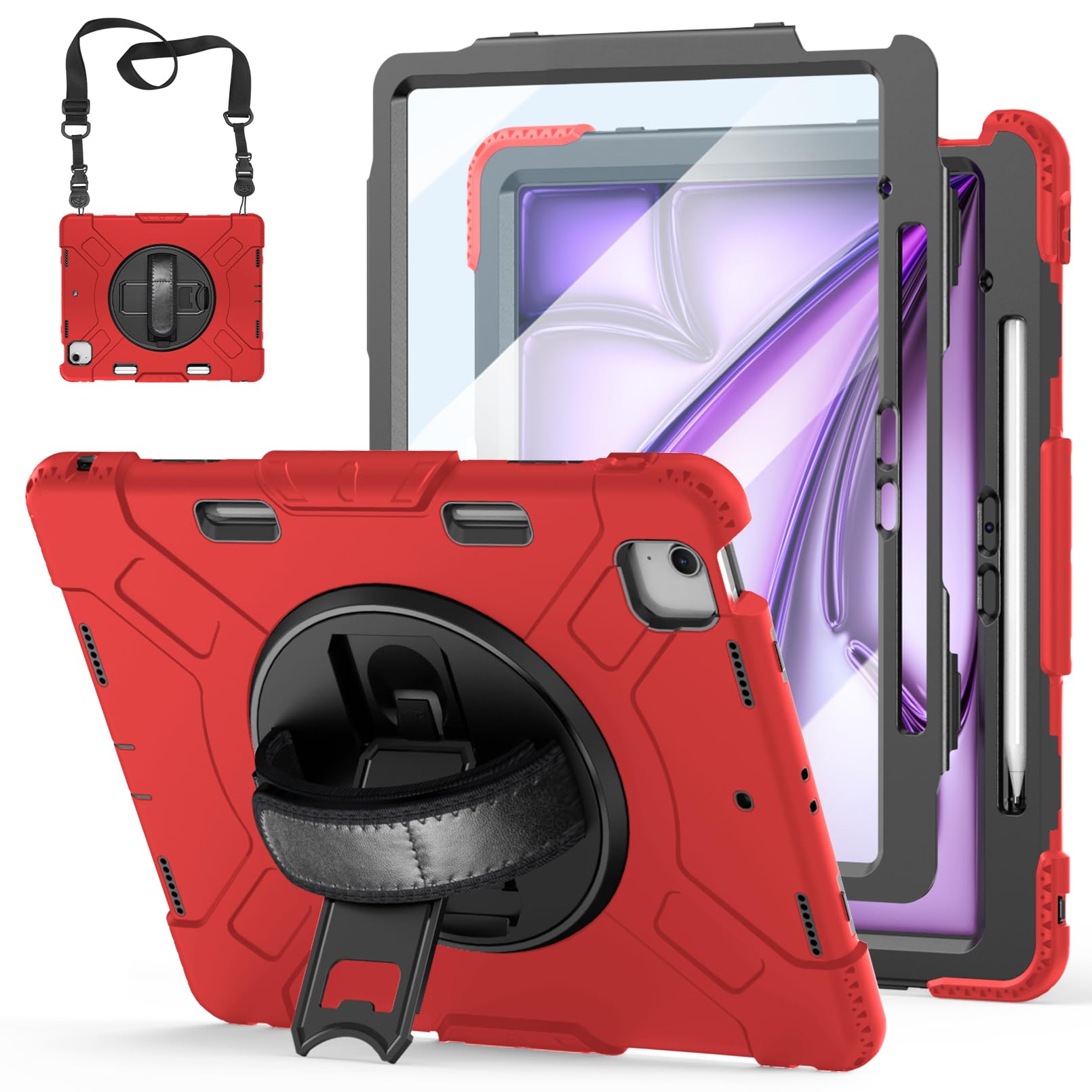 Miesherk Stock Case For Ipad Air 13'' 2024: Military Grade Shockproof Rugged Case For Ipad Air 13''(M2) W/Screen Protector   Sta