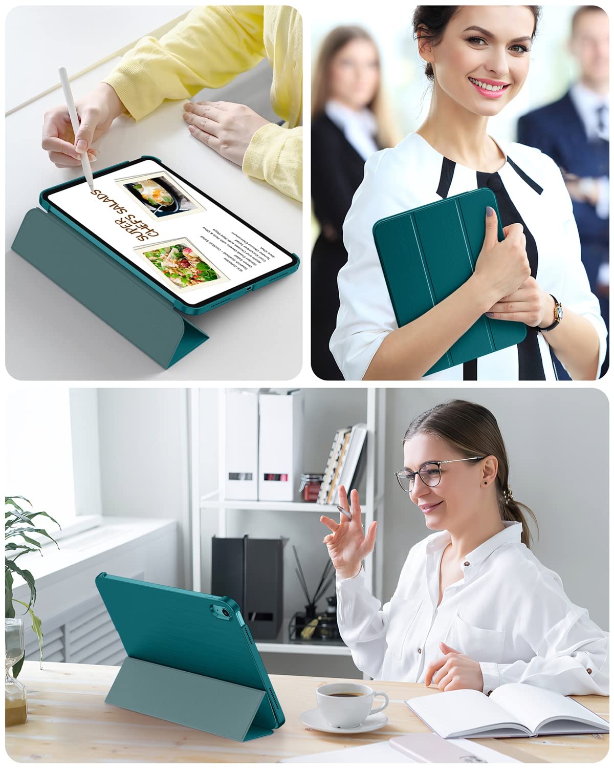 Soke Case For Ipad 11Th Generation (A16) 11 Inch 2025 & 10Th Gen 10.9 Inch 2022   [ Auto Wake/Sleep + Slim Trifold Stand], Protective Hard Pc Back Cover For Apple Ipad 11/10   Teal