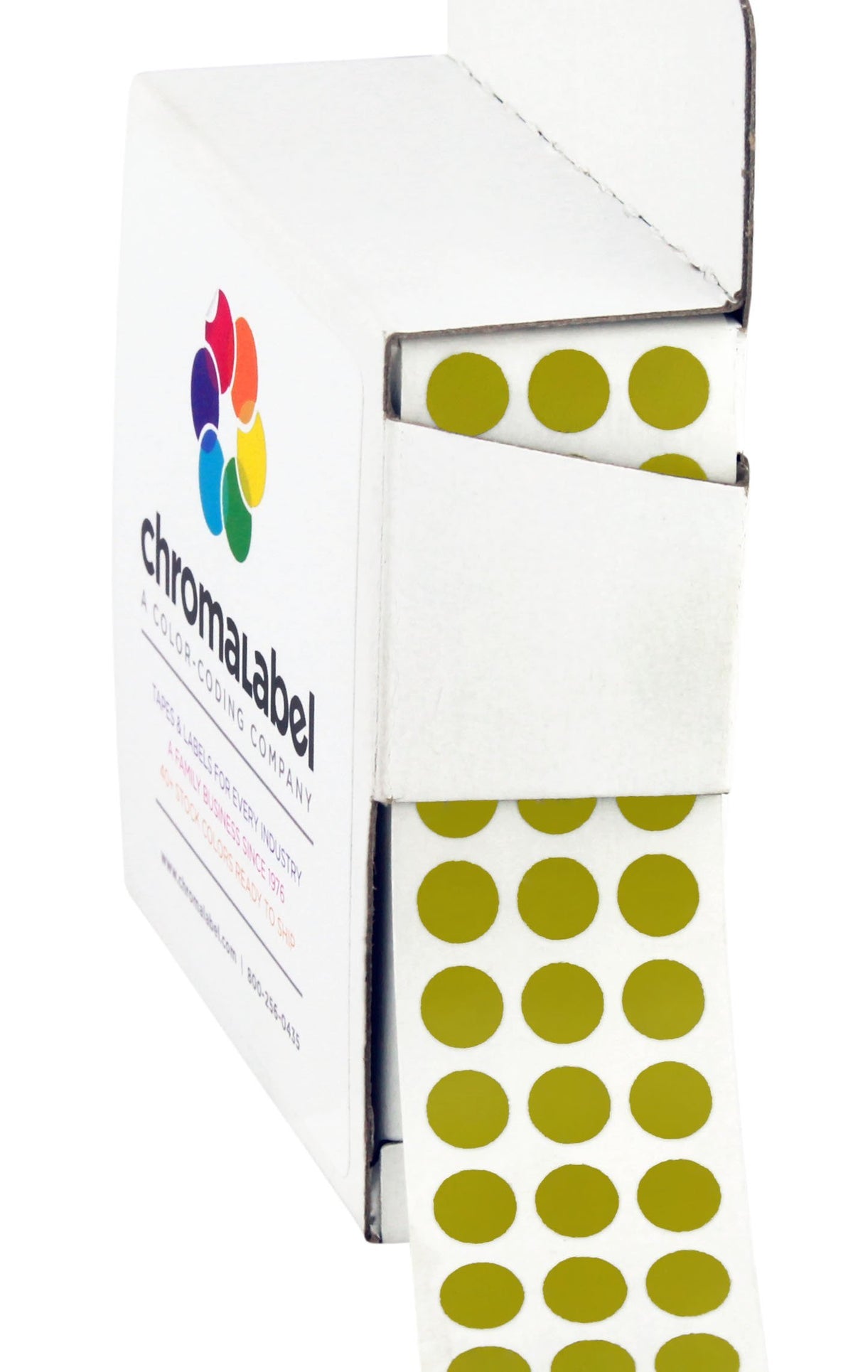 Chromalabel 025 Inch Round Label Permanent Color Code Dot Stickers, 1000 Labels Per Dispenser Box, Olive