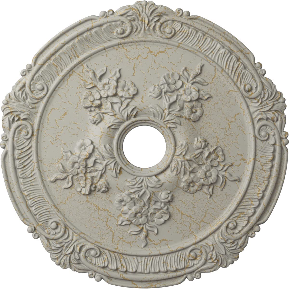 Ekena Millwork Cm26Atpcc Attica With Rose Ceiling Medallion, 26''Od X 3 3/4''Id X 1 1/2''P, Hand Painted Pot Of Cream Crackle