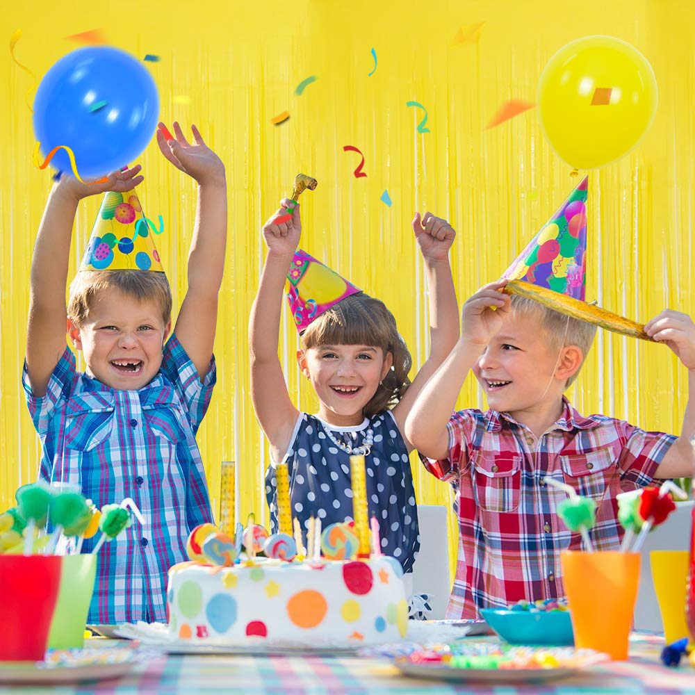 Beishida 2Pcs Yellow Door Streamer, Yellow Backdrop, Foil Fringe Curtains Metallic Tinsel, For Halloween Backdrop Birthday Weddi