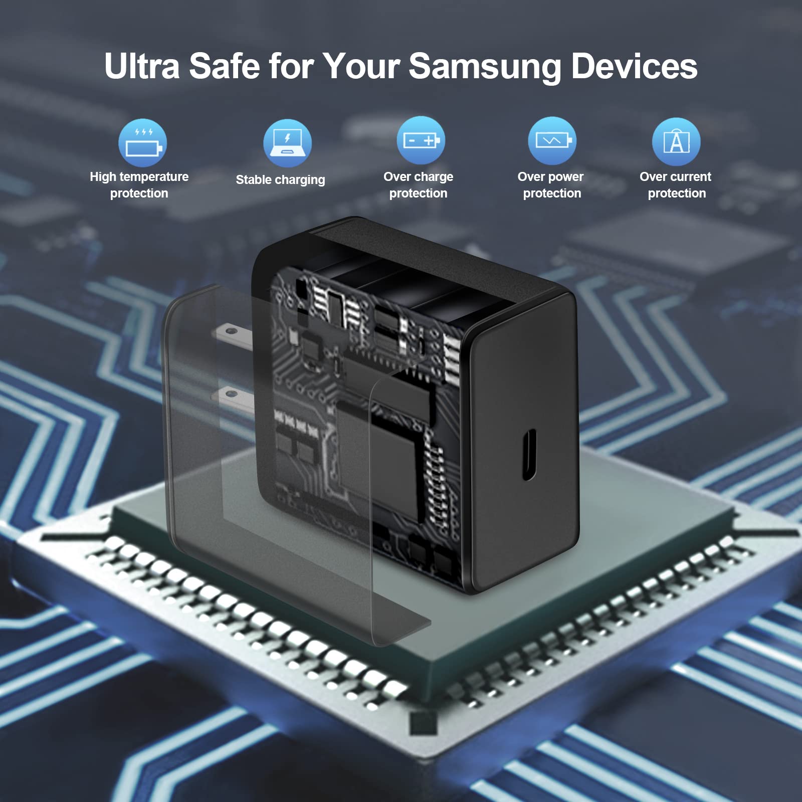 Dzytnsy 45W USB-C Super Fast Wall Charger with 5FT Type C Cable for Samsung Galaxy S23 S22 S21 Note 20 Tab S7