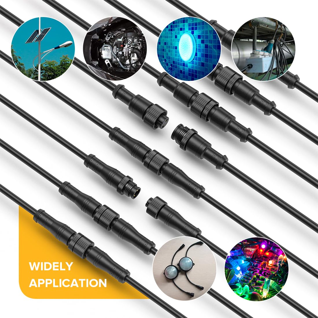 Btf Lighting 5 Core 5 Pin Small Size Ip68 Y Shape 1 Male Divided 2 Female Spillter Connctor Black Plastics 22Awg 15Mm Metal Meta