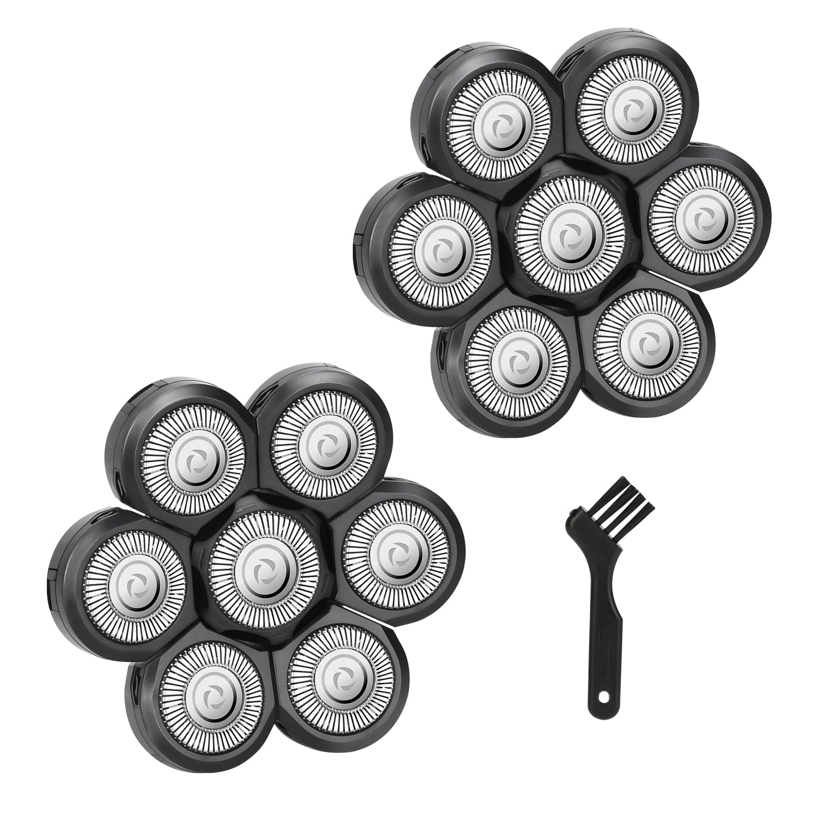 2Pc 7D Men'S Electric Shaver Replacement Heads, Razor Head Shavers For Bald And Face, Shaving Beard Cutter For Men With Brush Ac