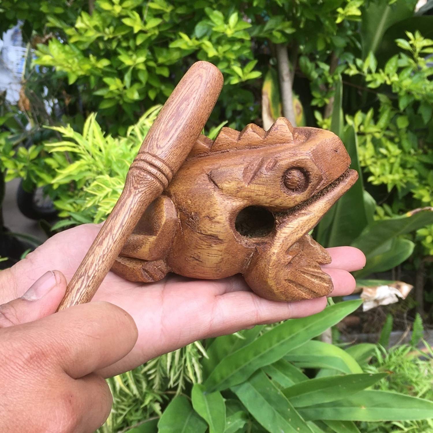 Cozinest Percussion Instruments Wooden Frog Medium Size 4.8 Inch, 4 Inch And 3 Inch Family Wood Frog Guiro Rasp Musical Instrume
