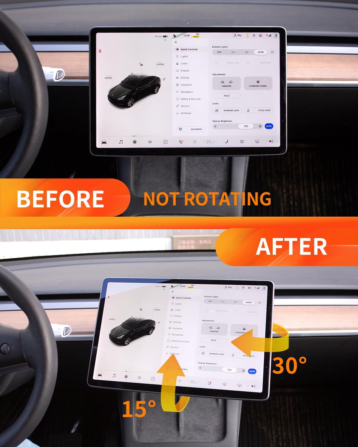 Bomely Screen Swivel Mount Compatible With Tesla Model 3 2017 2023 & Model Y 2020 2024 Center Console Navigation Original Silver